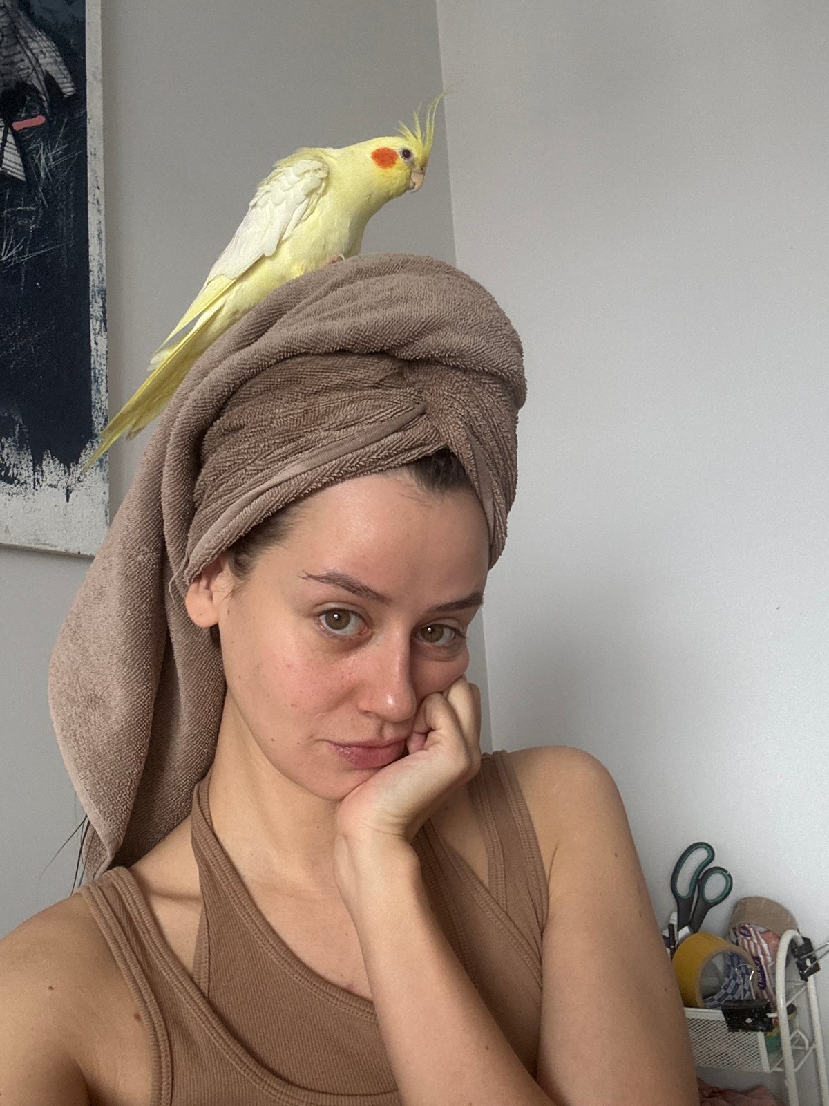 Woman shares tender moment with pet cockatiel in Krasnoyarsk