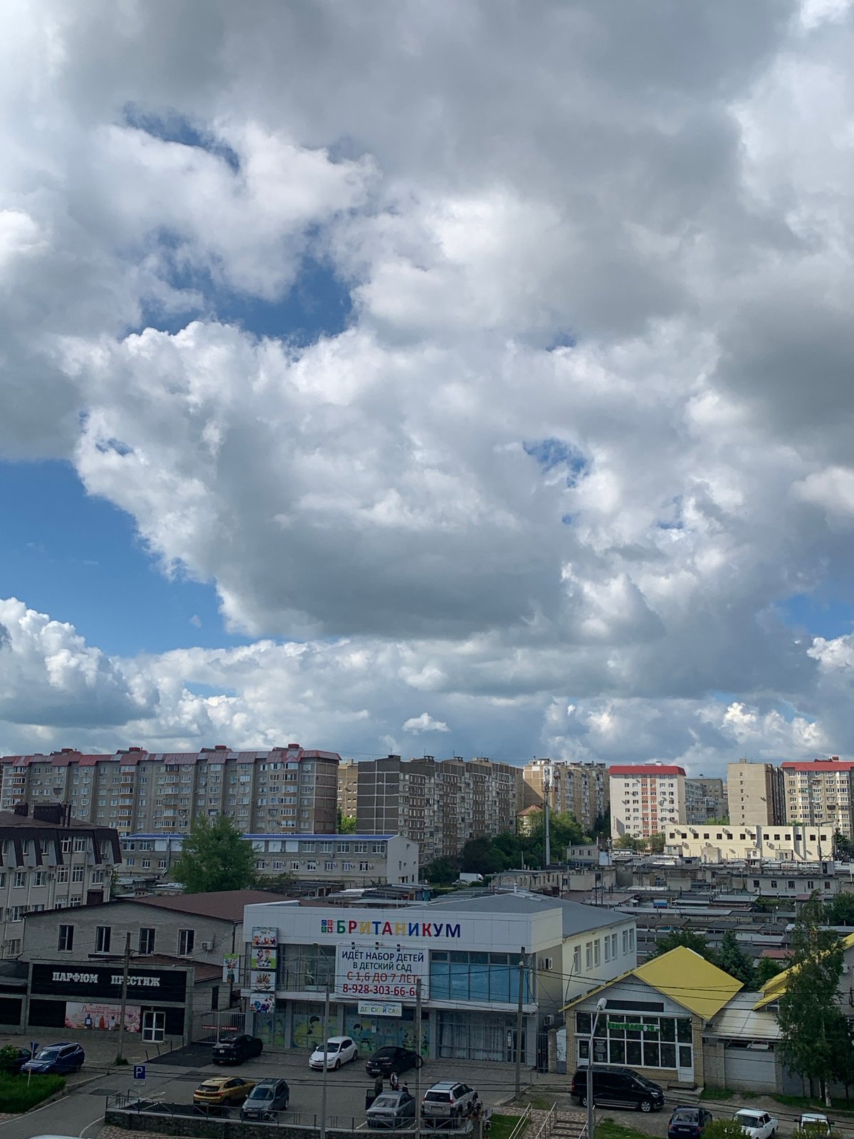 Elevated urban views captured in Stavropol under cloudy skies