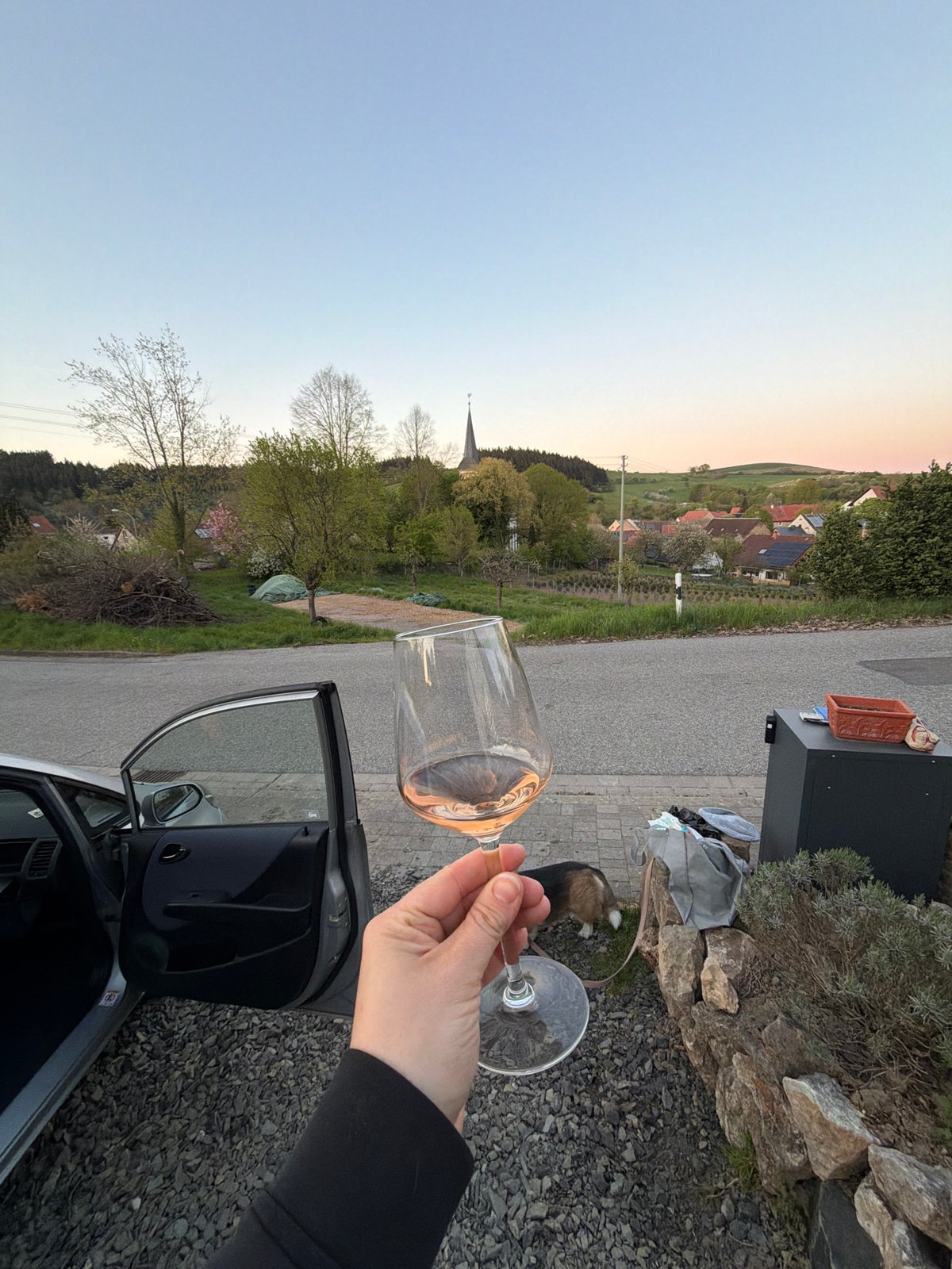 Golden hour sunset documented in rural Gangloff, Germany