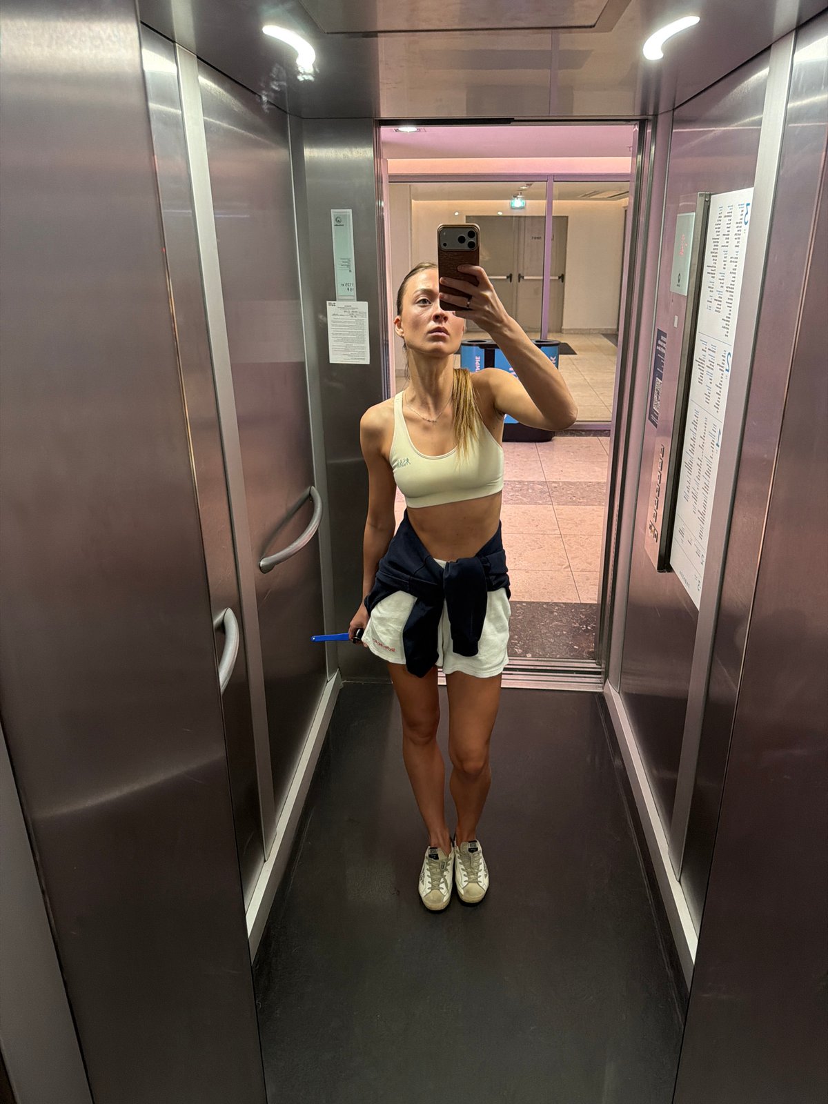 Woman visits indoor tennis facility in Moscow
