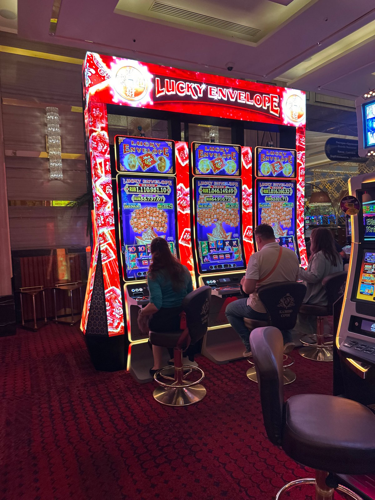 Casino patron documents gaming floor scenes in Estosadok, Russia