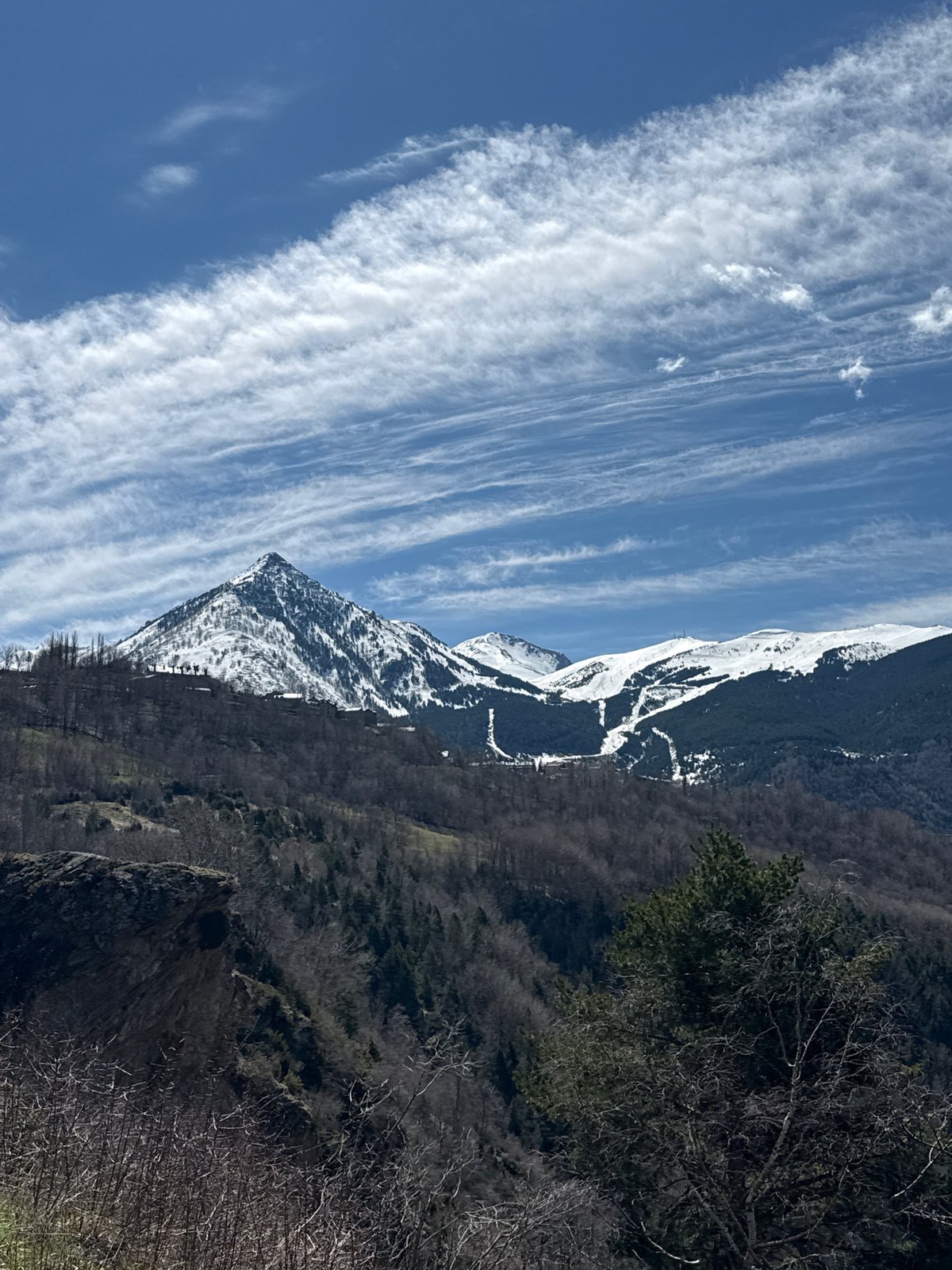 Aerial view captures Benasque nestled in Pyrenees valley