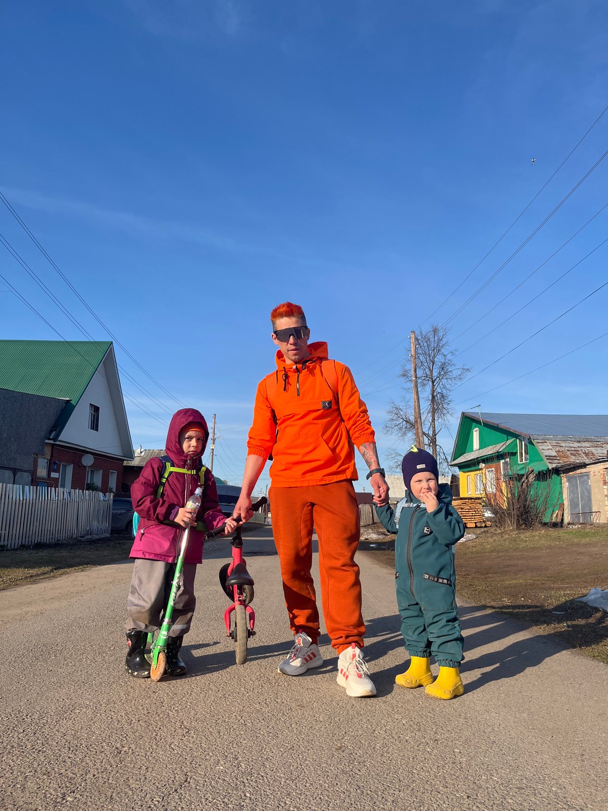 Family outing documented on spring day in Chaikovsky, Russia
