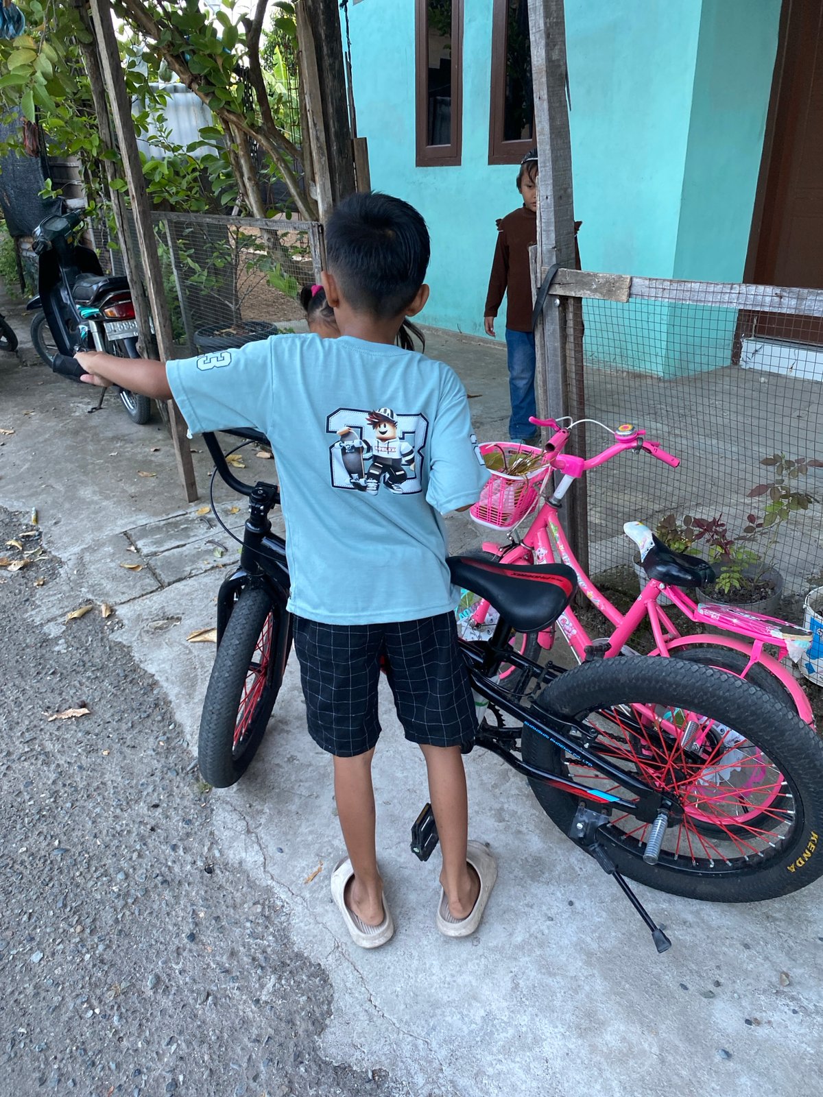 Banda Aceh backyard: bikes, bagged guava, and construction in progress