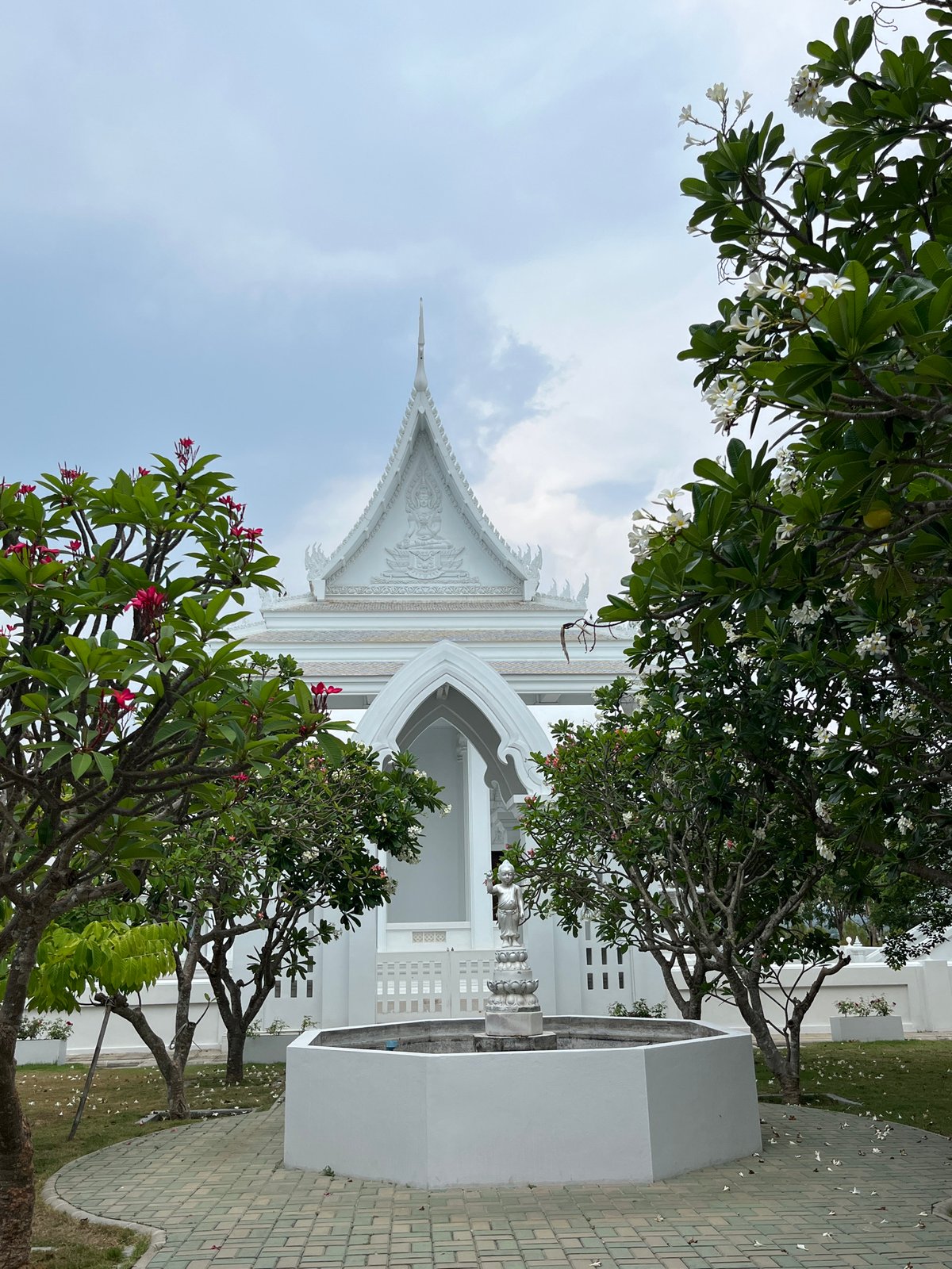 Morning scenes around white temple in Pattaya Thailand