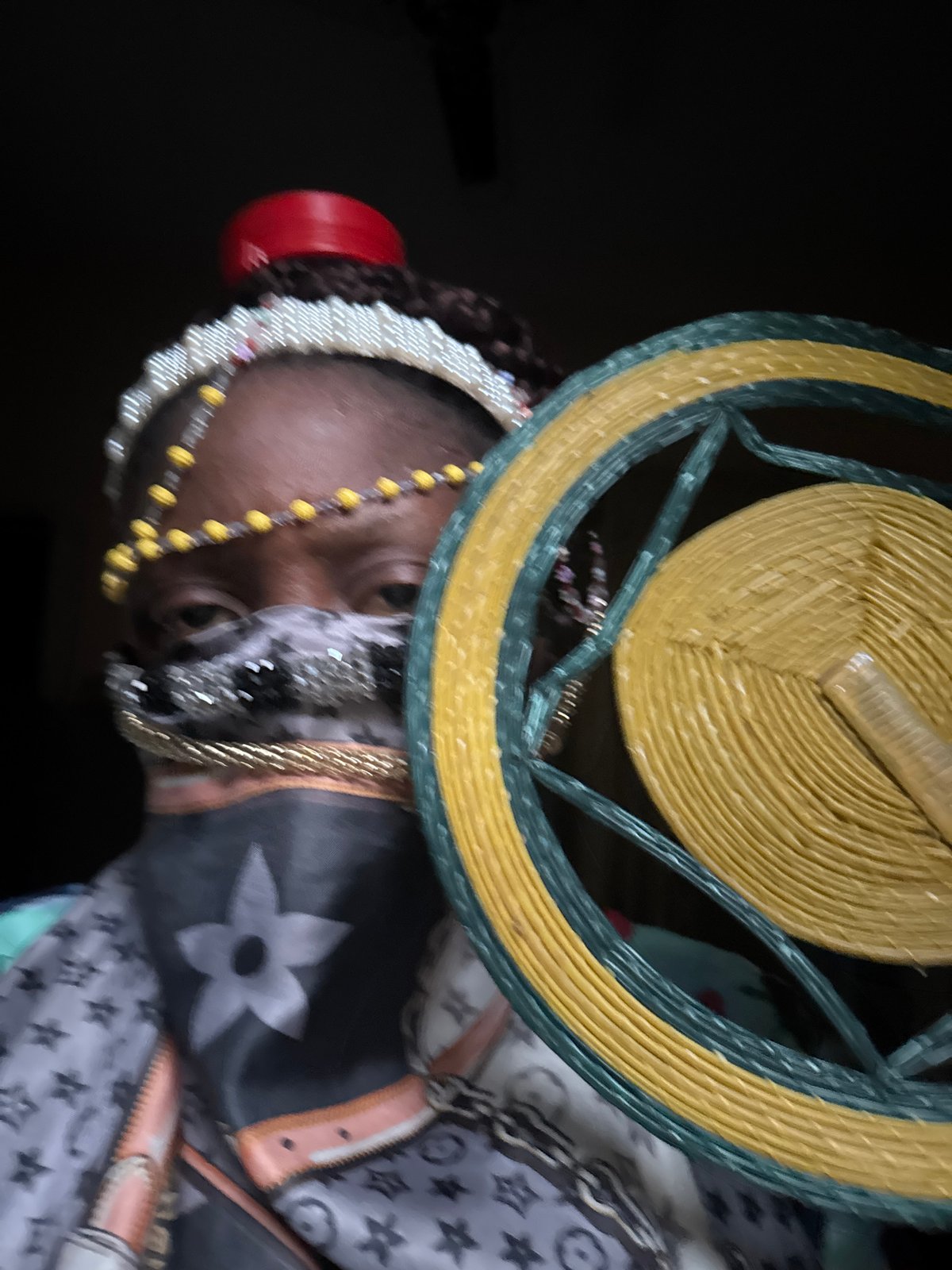 Traditional ceremonial headwear observed in Madangala, Nigeria