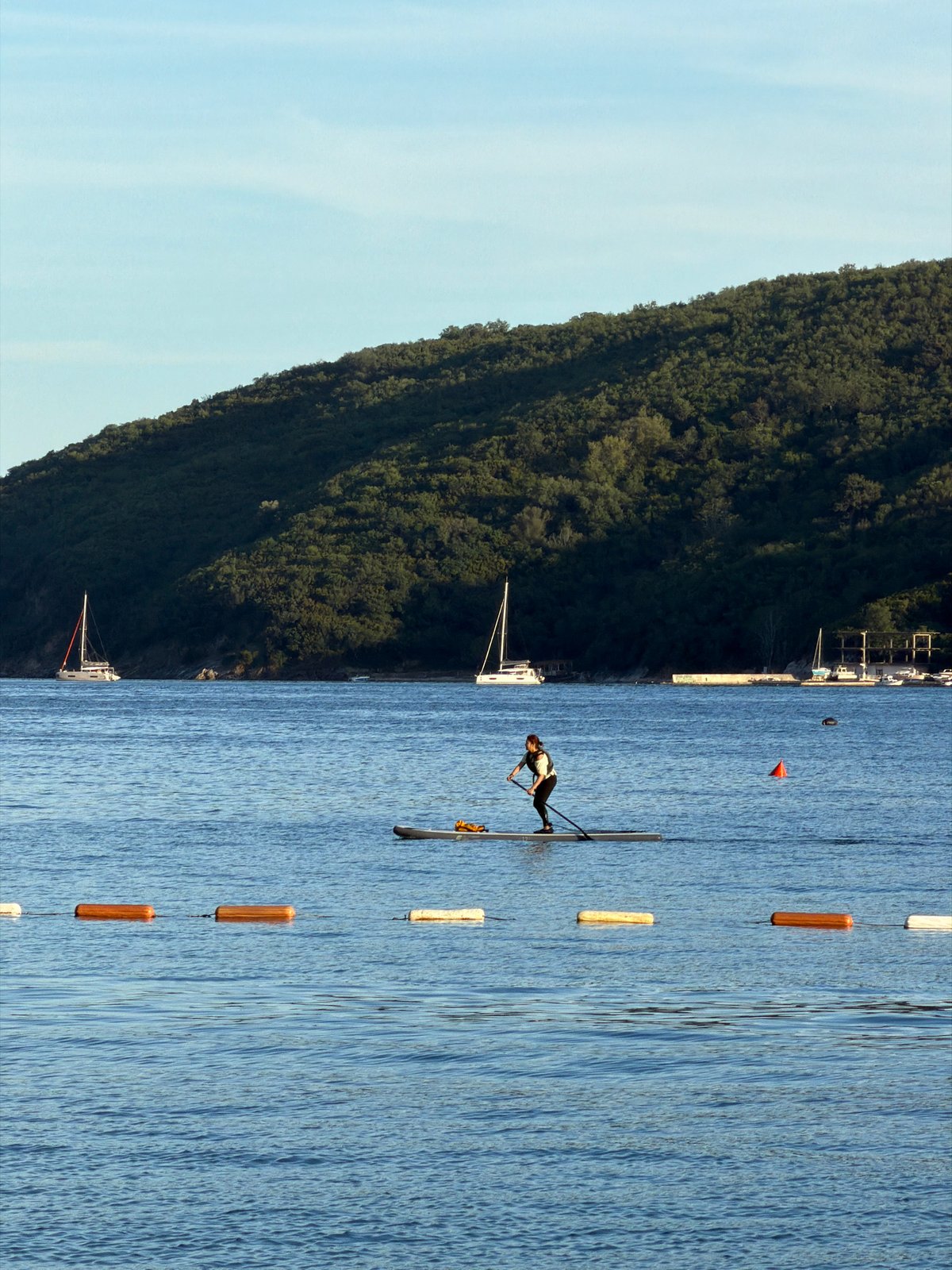 Afternoon beach leisure activities observed along Montenegro's Adriatic coast