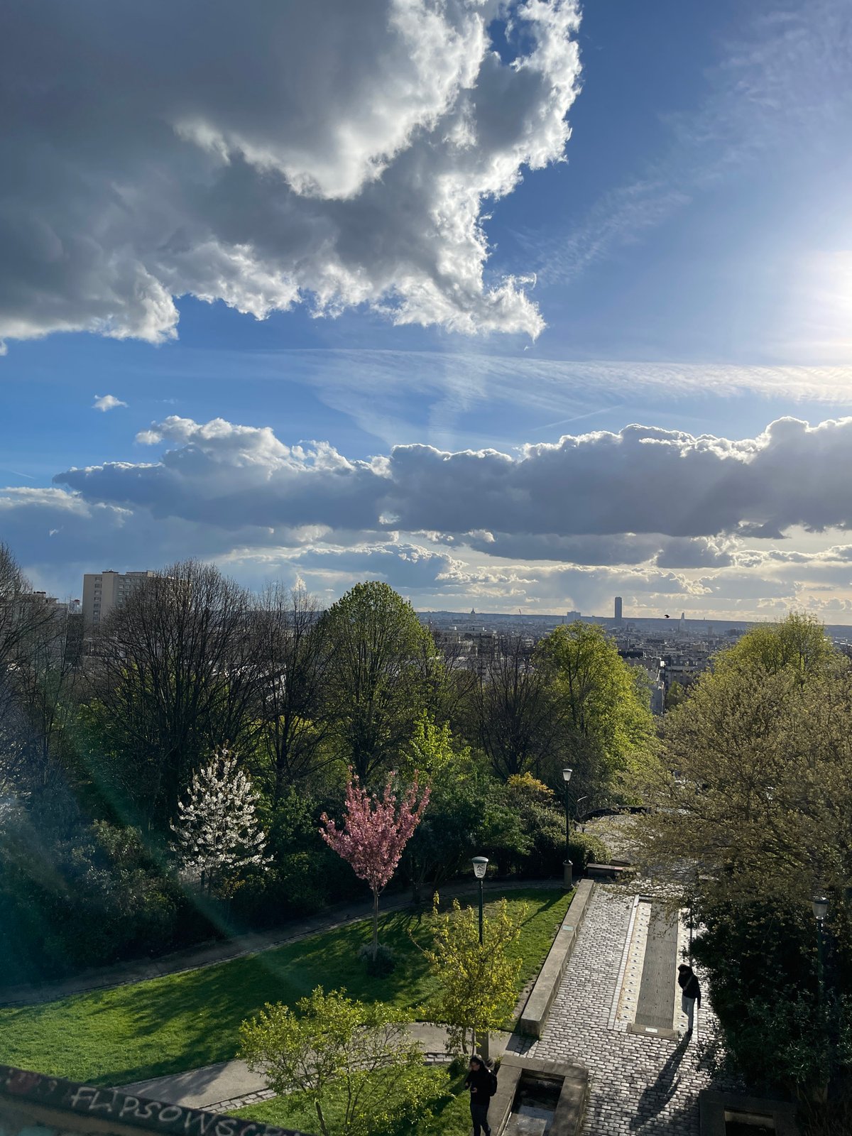Panoramic Paris view captured from Montmartre district elevation
