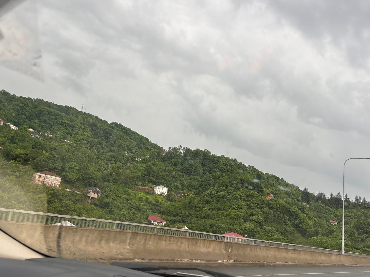 Through tunnels and wet mountain roads in Mnatobi, Georgia