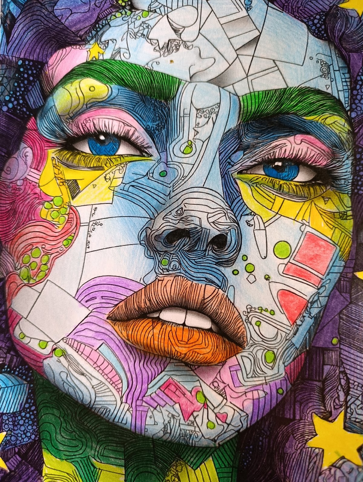 Artist Creates Geometric Portrait Series in Bulgarian Sketchbooks