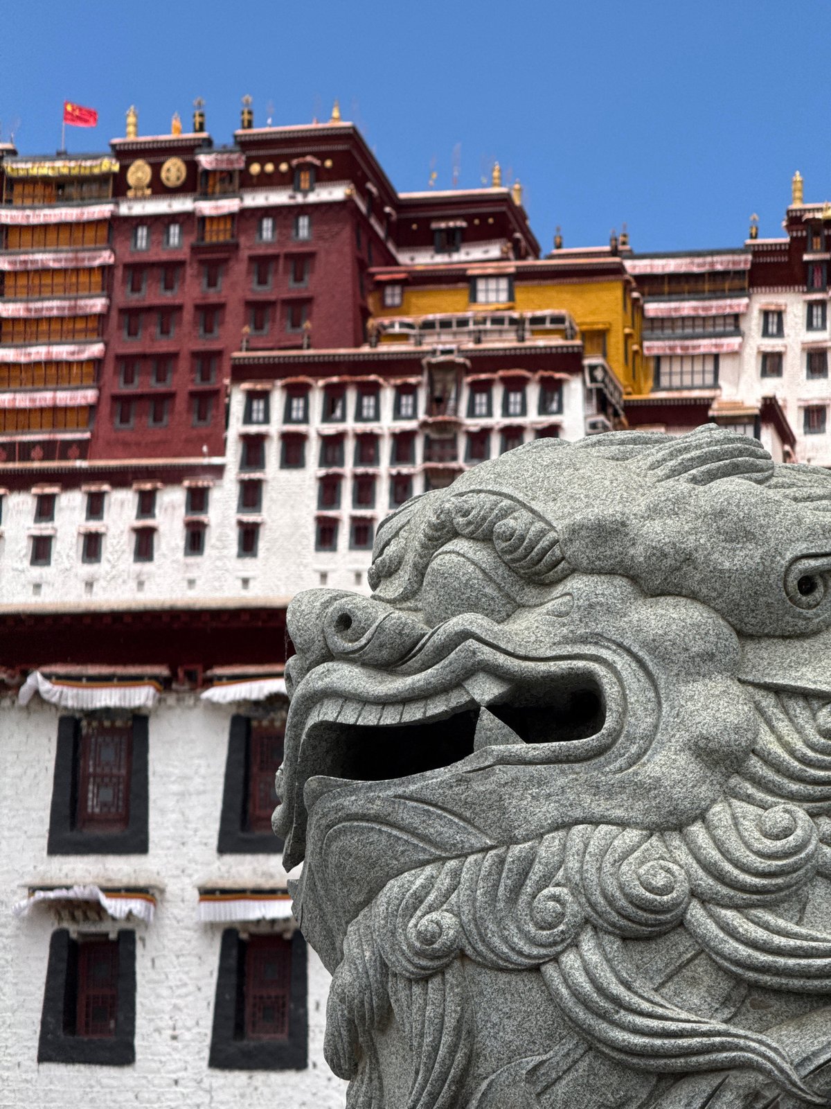 Morning tourists visit Potala Palace in Lhasa Tibet