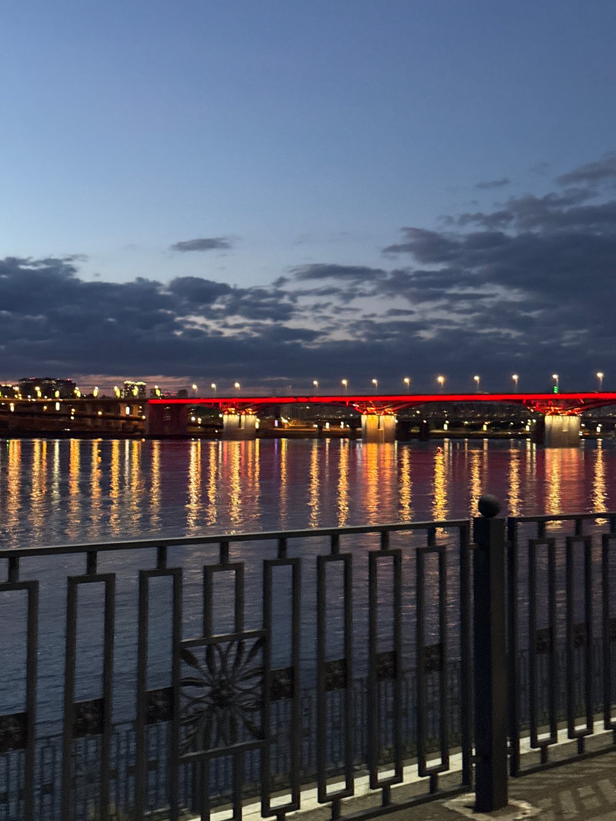 Evening stroll documented along Yenisey River in Krasnoyarsk, Russia