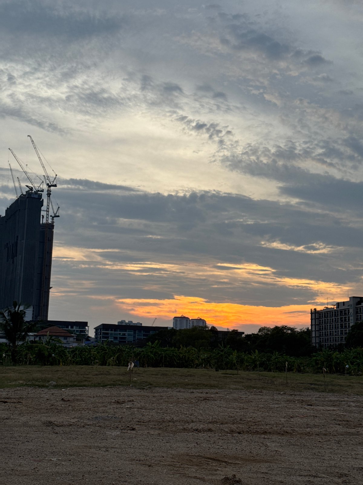 Construction site with cranes observed in Pattaya City