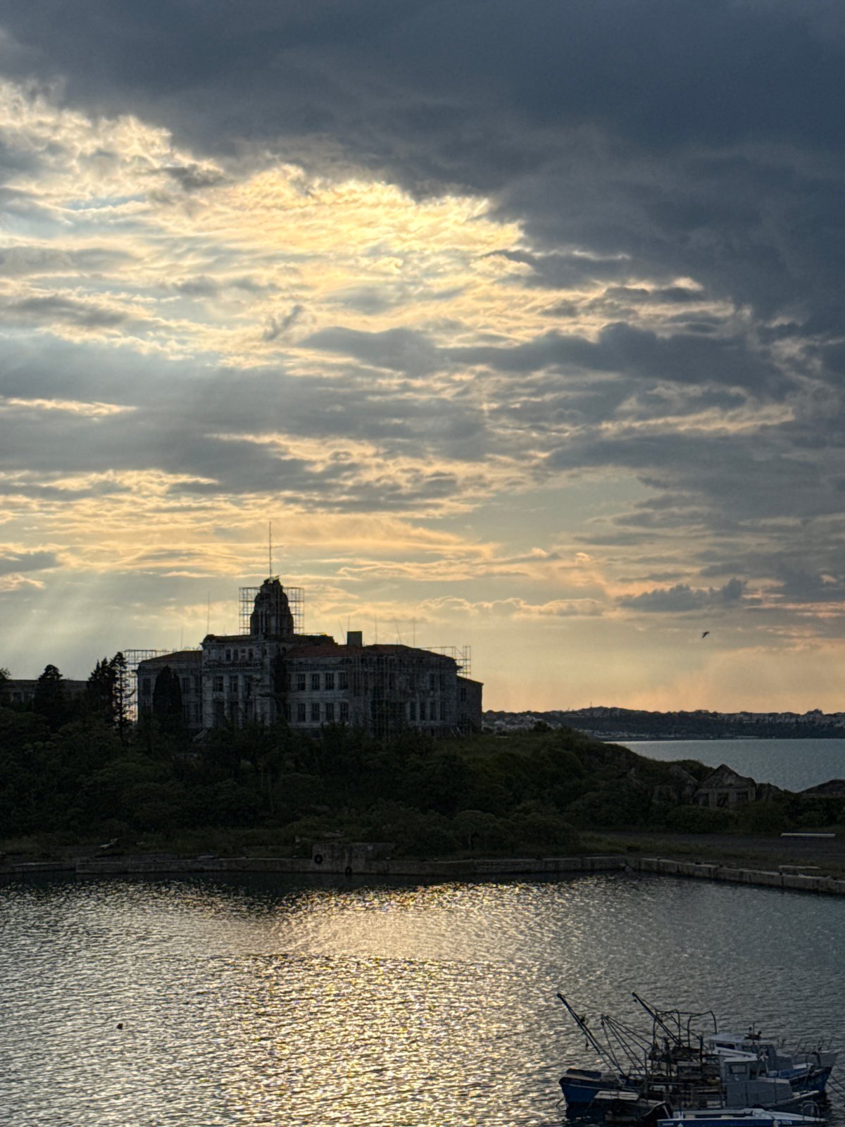 Golden hour sunset documented along Sozopol Bulgaria waterfront