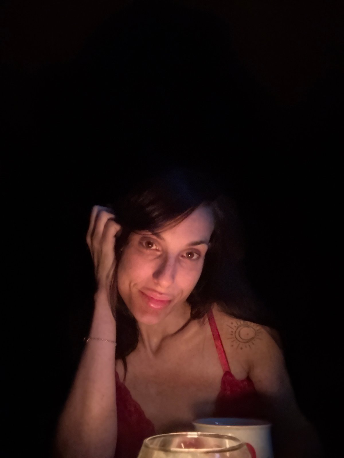 Woman photographed in low-light setting in Pleven, Bulgaria
