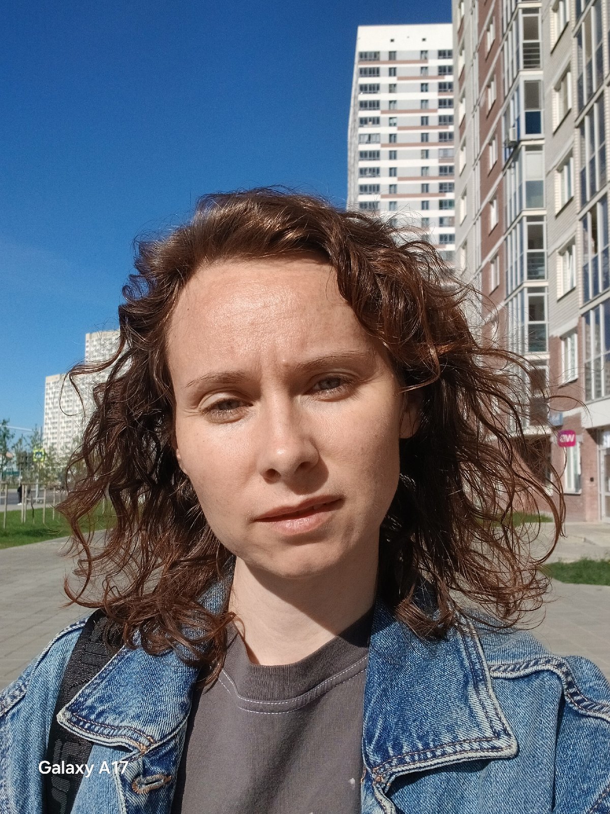 Person films selfie content in early morning Yekaterinburg