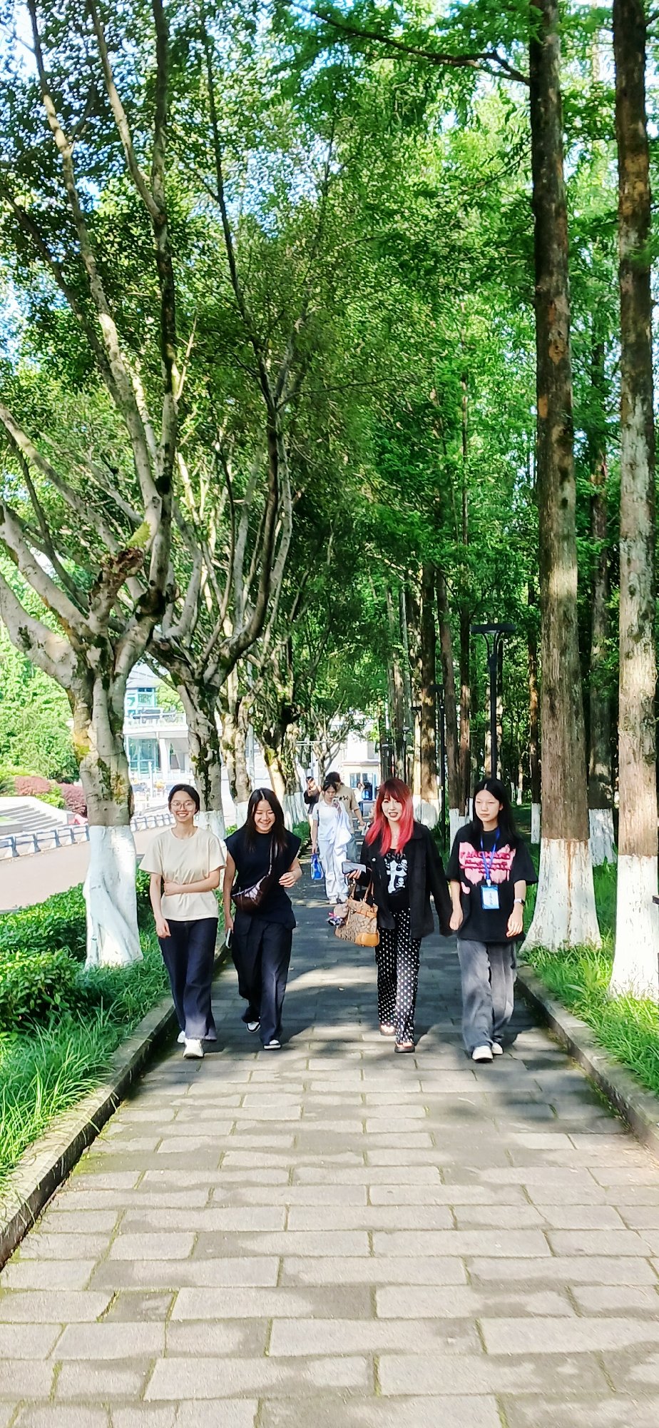 Morning pedestrian activity captured on Chongqing High-tech Zone walkways