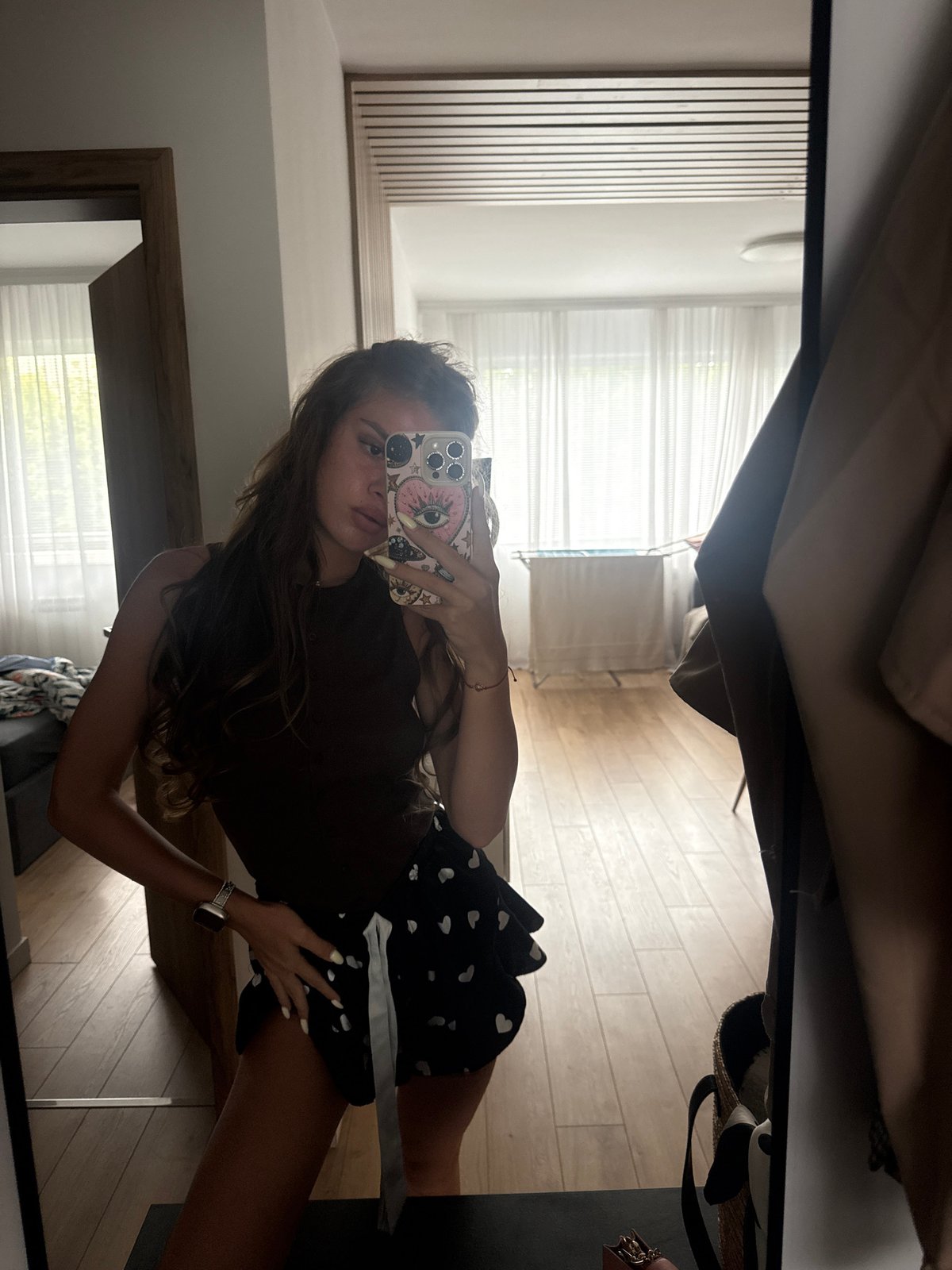 Bathroom mirror selfie session in Plovdiv, outfit variations throughout