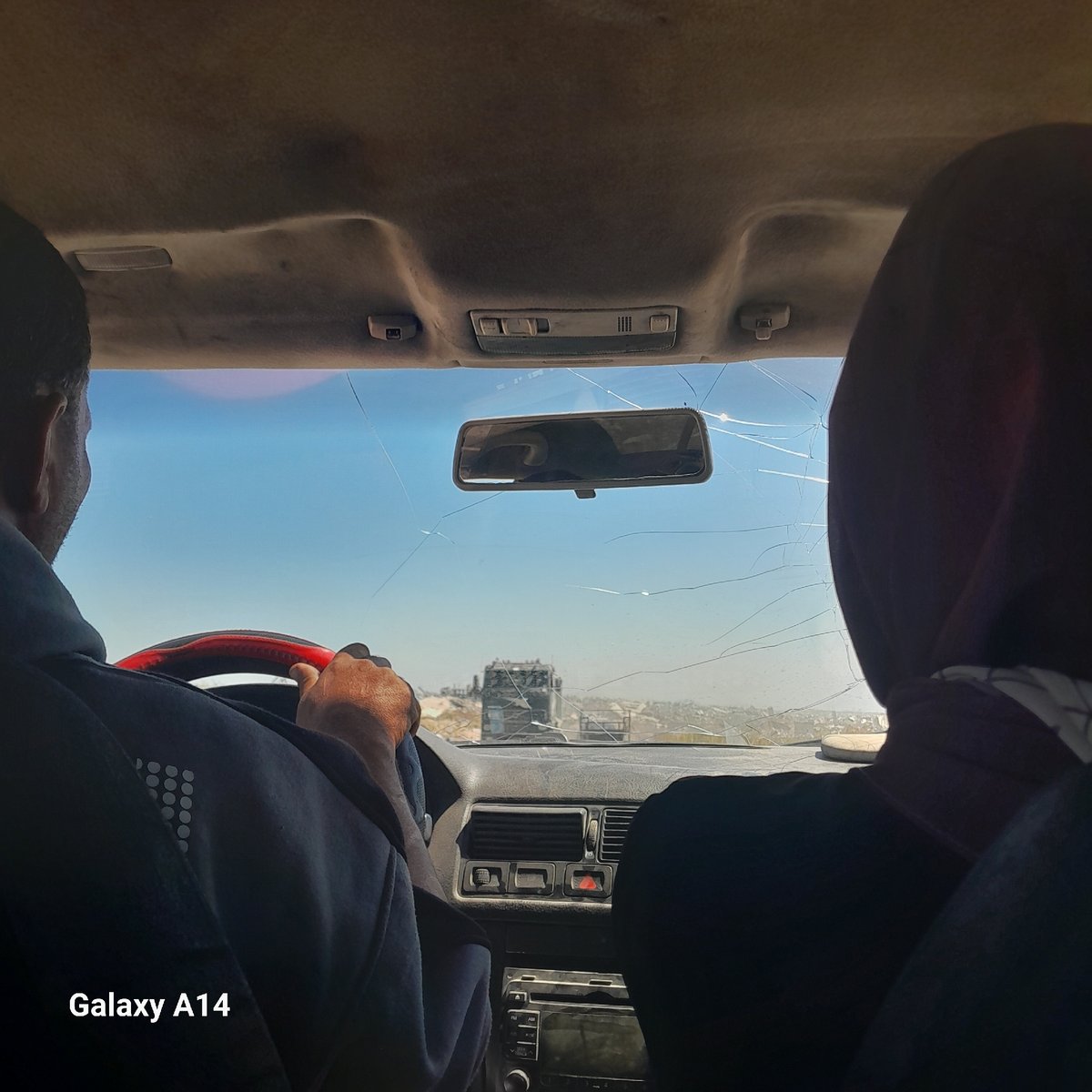Vehicle with cracked windshield documented in Gaza