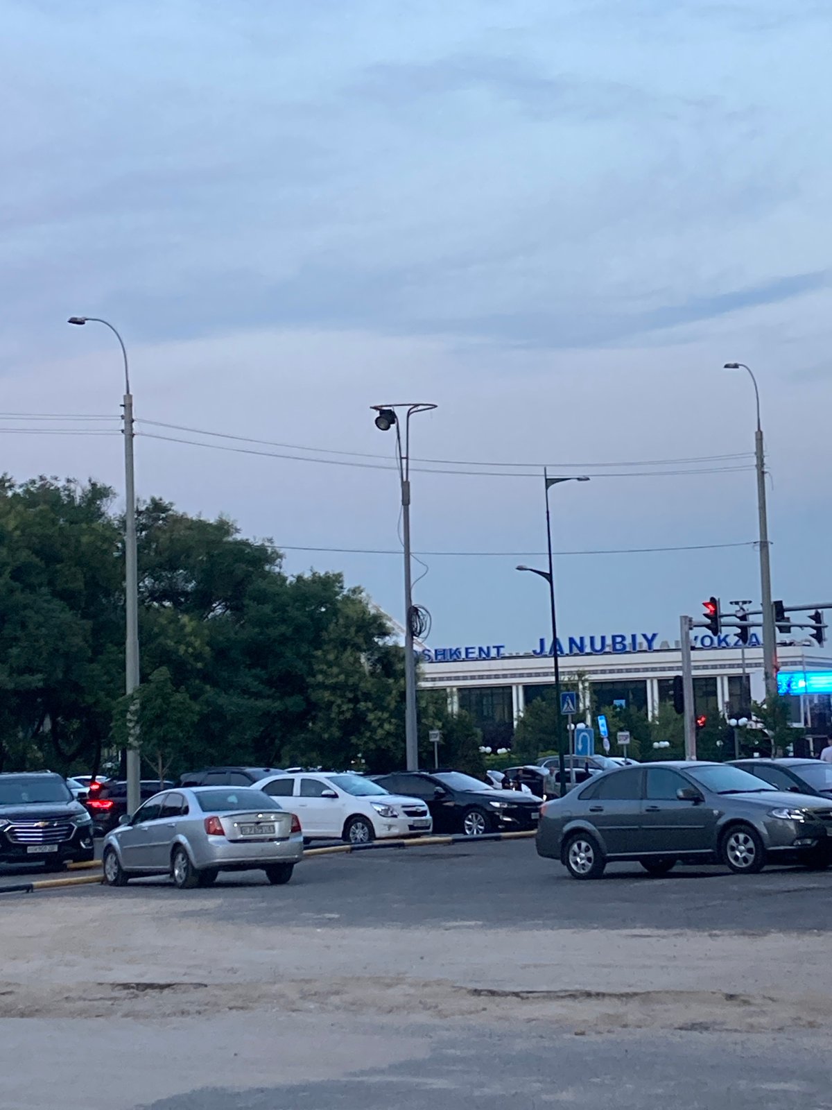 Evening drive through central Tashkent streets and landmarks
