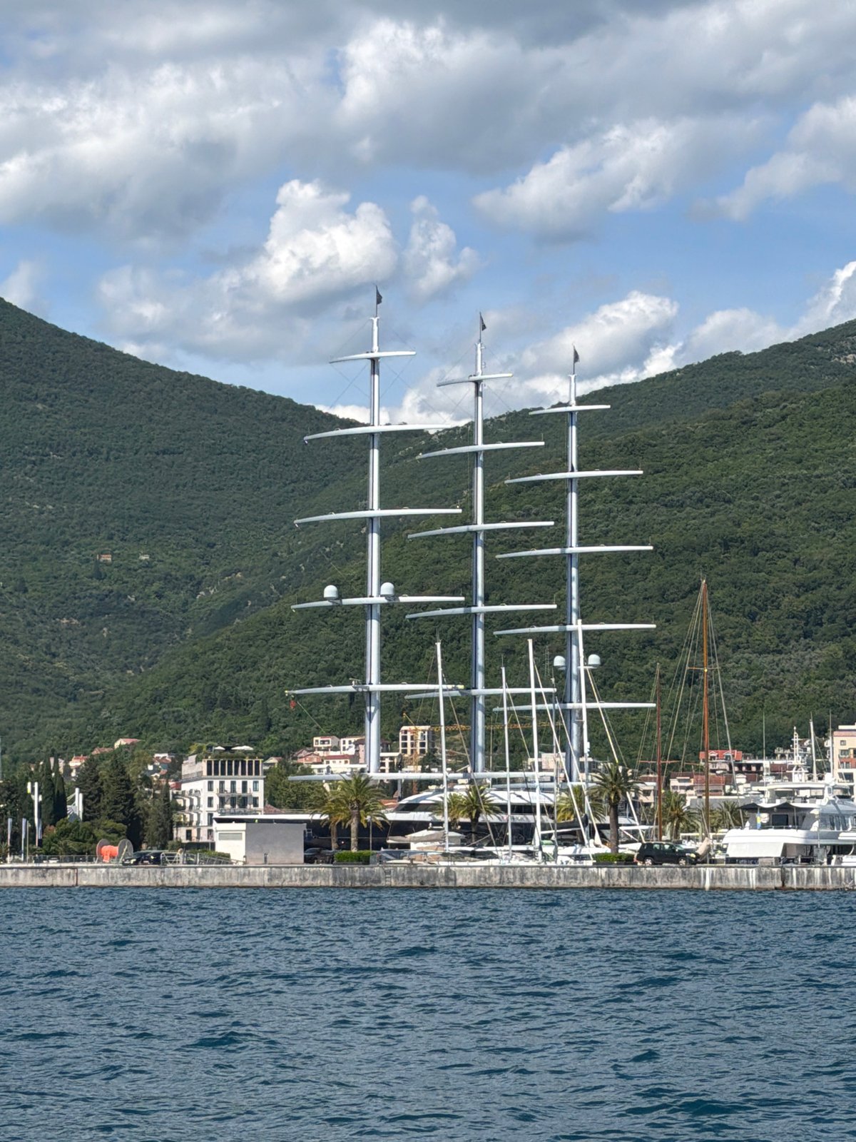 Marina views with luxury vessels in Tivat Bay