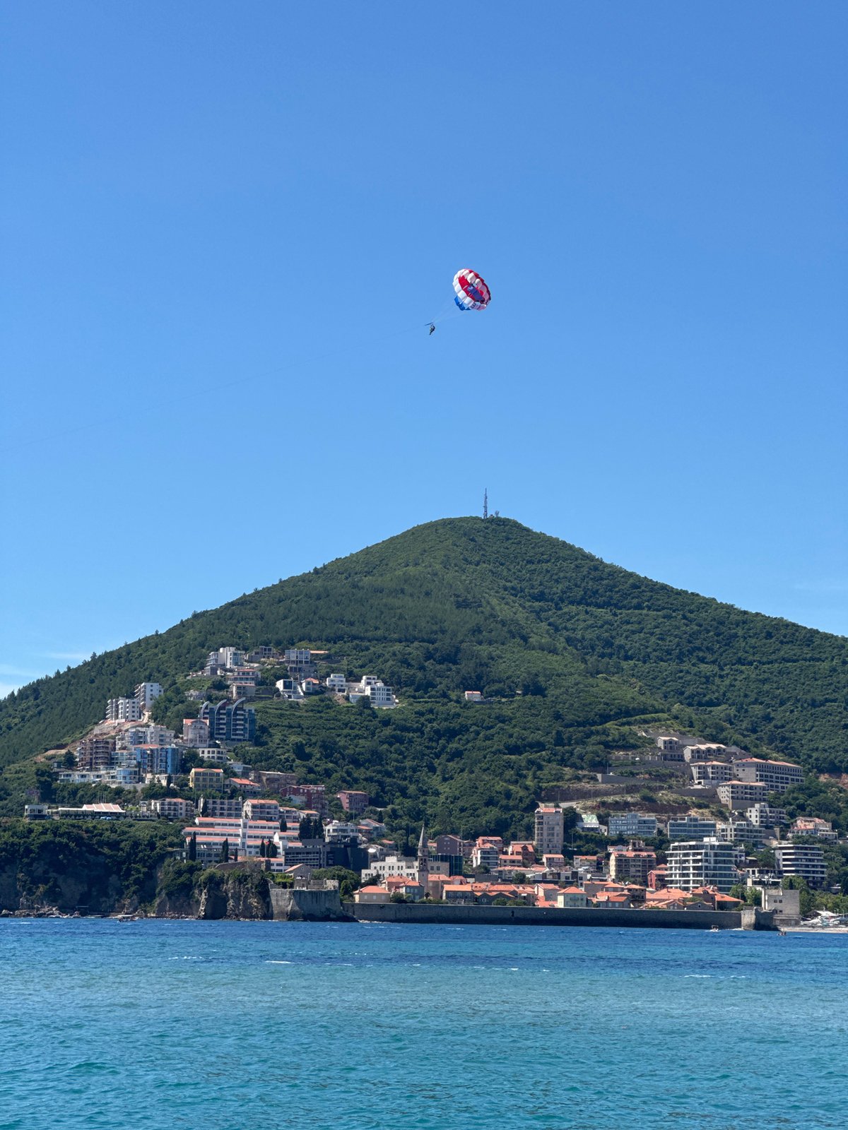 Summer leisure activities captured along Budva Montenegro coastline