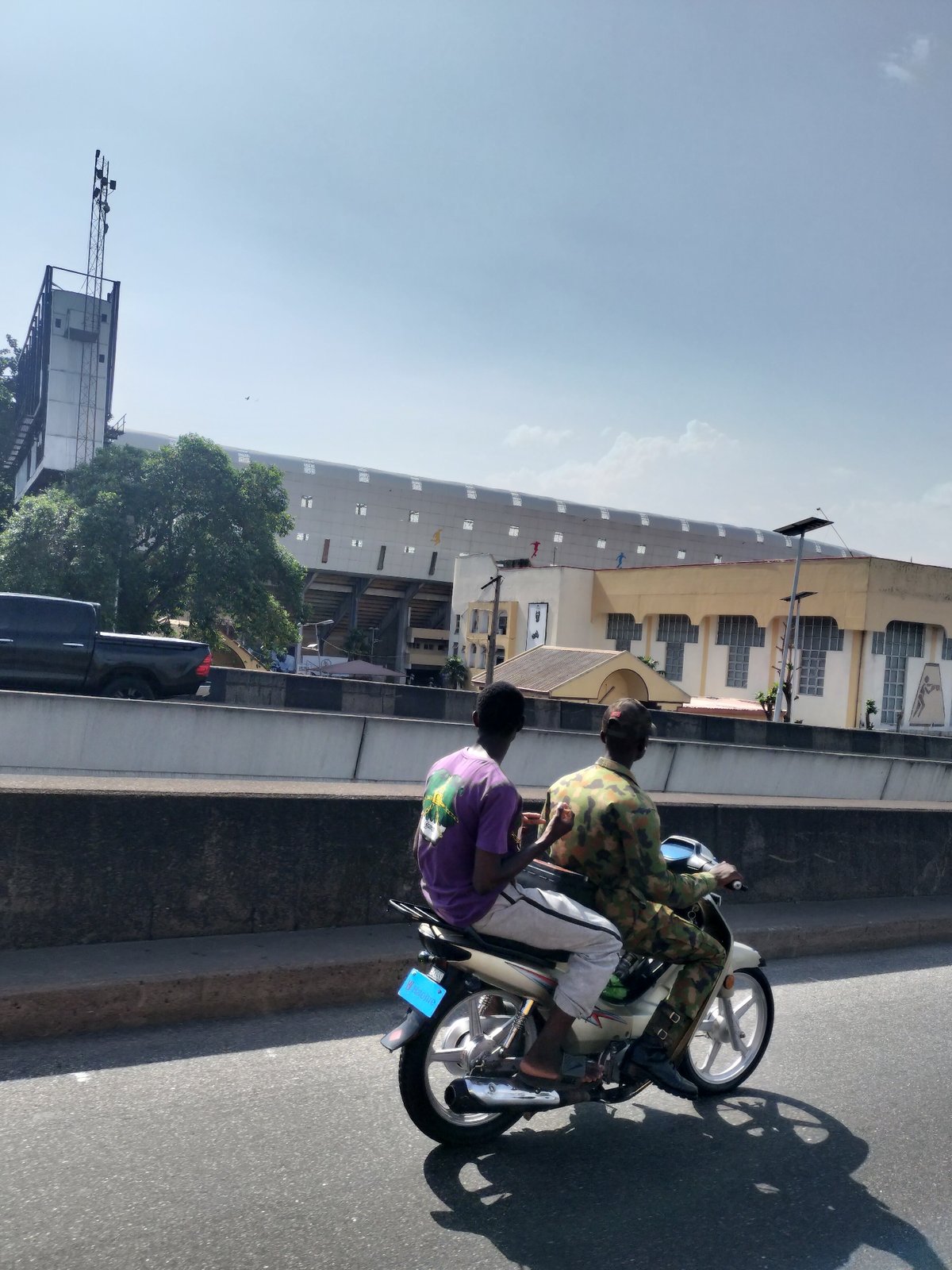 Motorcycle riders observed on elevated road in Iganmu, Lagos
