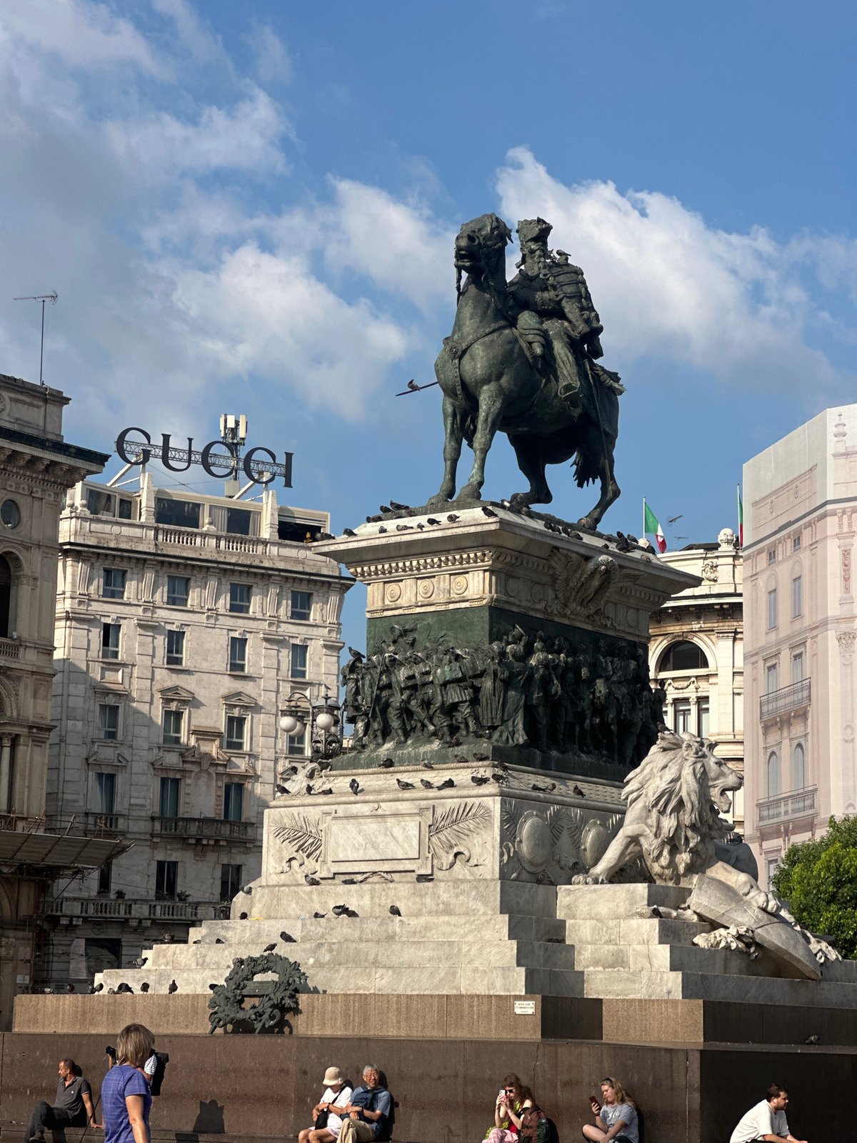 Milan's Piazza del Duomo and surrounding streets, July morning