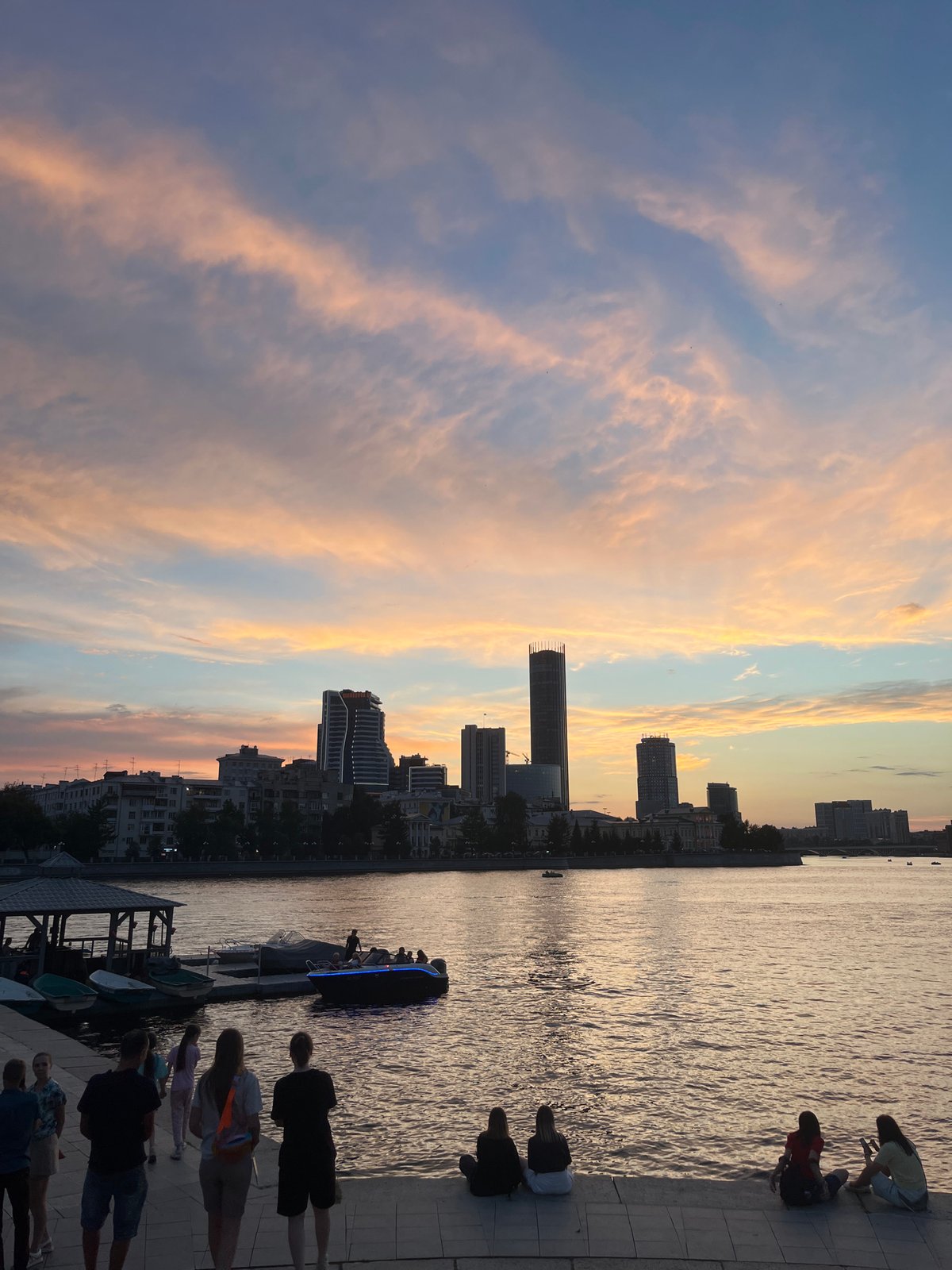 Iset River sunset draws a crowd on a July evening