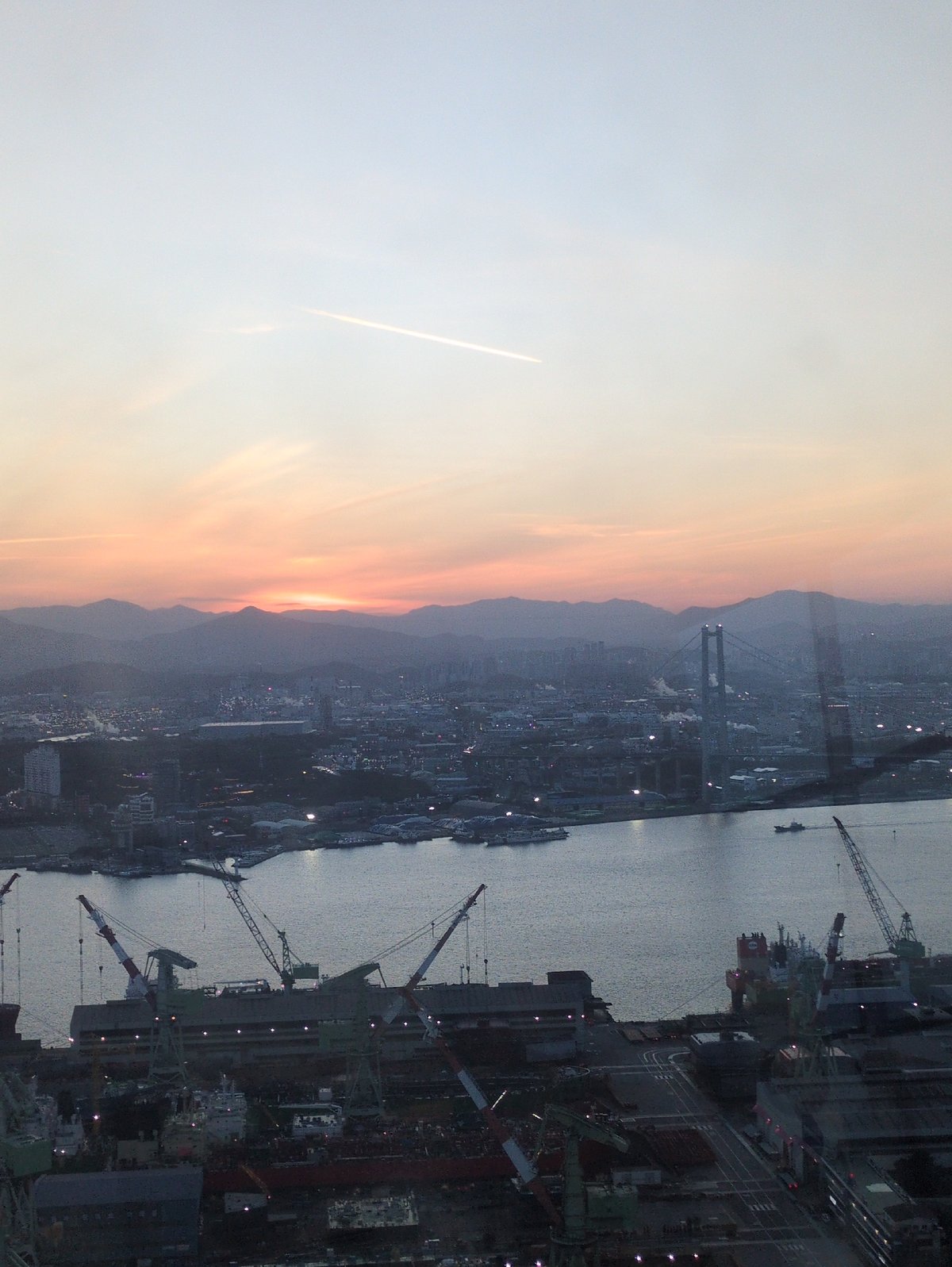 Dawn cityscape views captured across Ulsan industrial waterfront