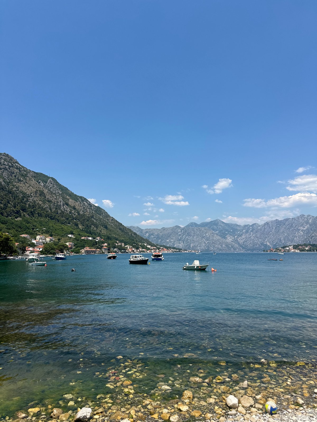 Bay of Kotor shoreline on a calm summer morning