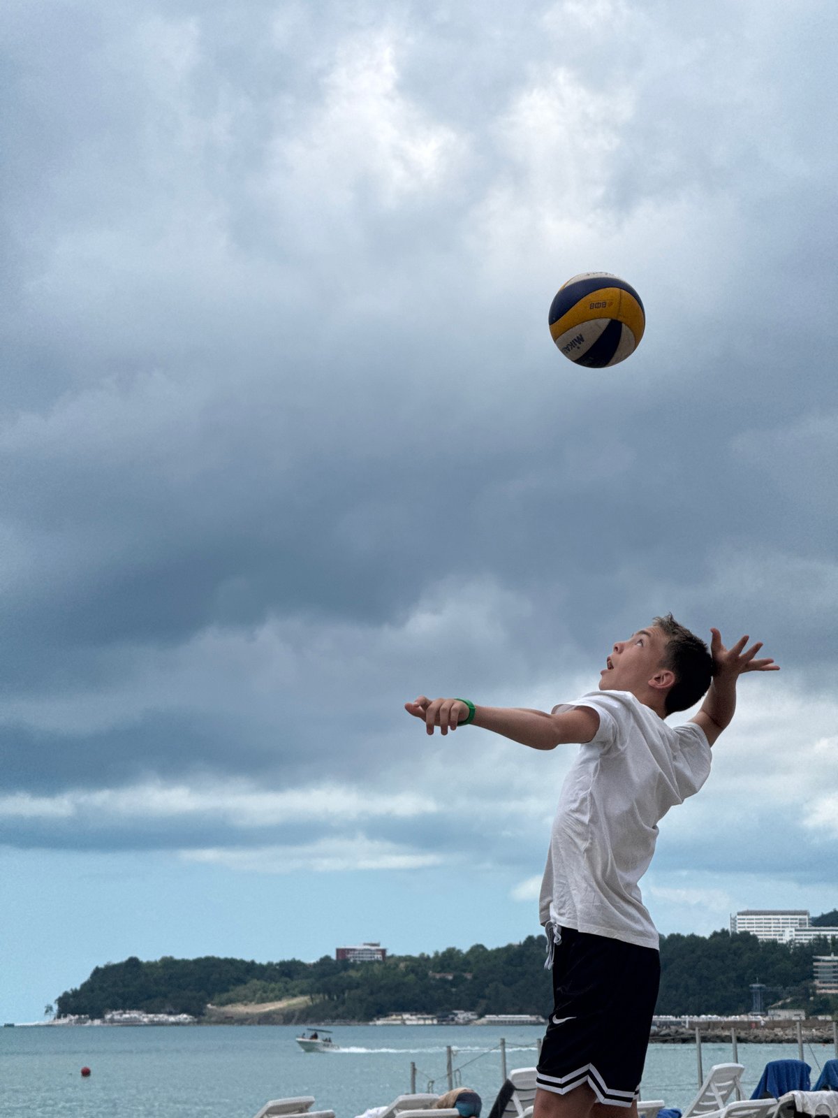 Beach volleyball game on Nebug's pebble shores