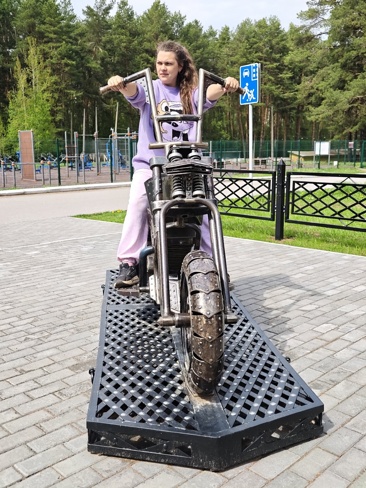 Morning moments captured around Chaikovsky, Russia motorcycle sculpture
