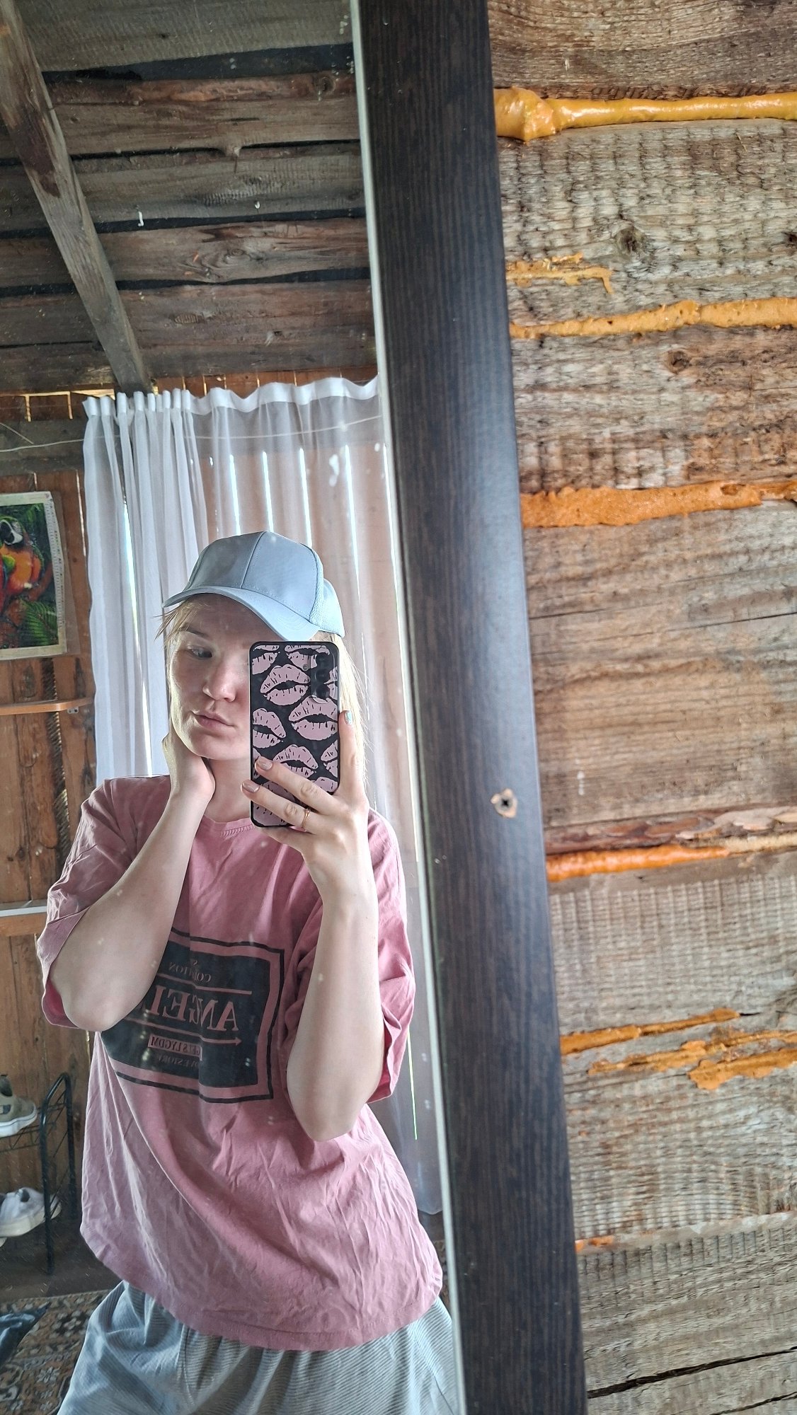 Woman's casual morning documented across Russian village locations