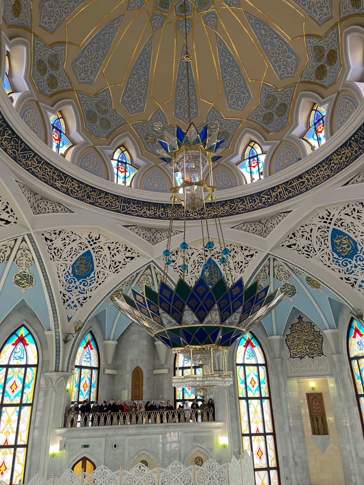 Tourist visits Kul Sharif Mosque in Kazan, documents architecture