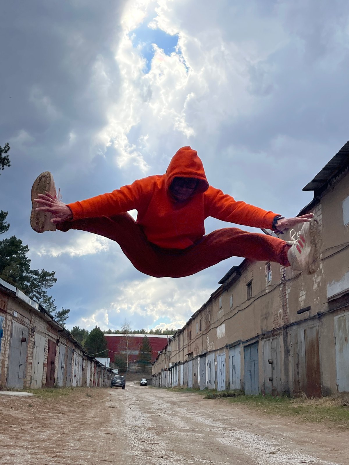 Person jumps, makes peace sign amid Chaikovsky street scenes