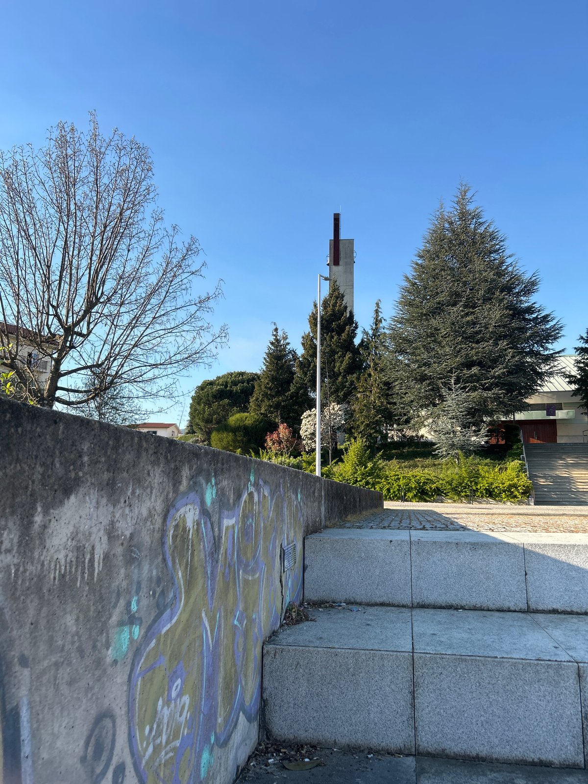 Graffiti-covered concrete structures documented in Vila Real, Portugal