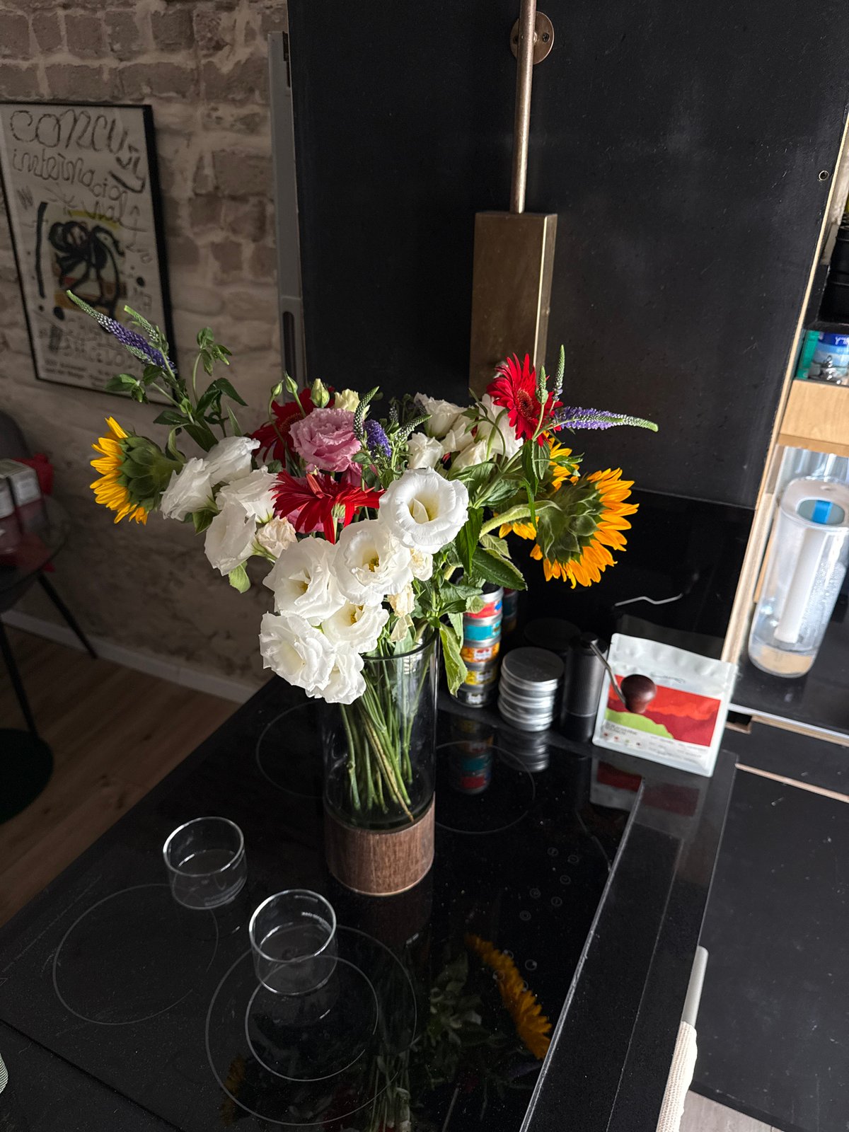 Sunday morning cooking and flowers in a Tel Aviv kitchen