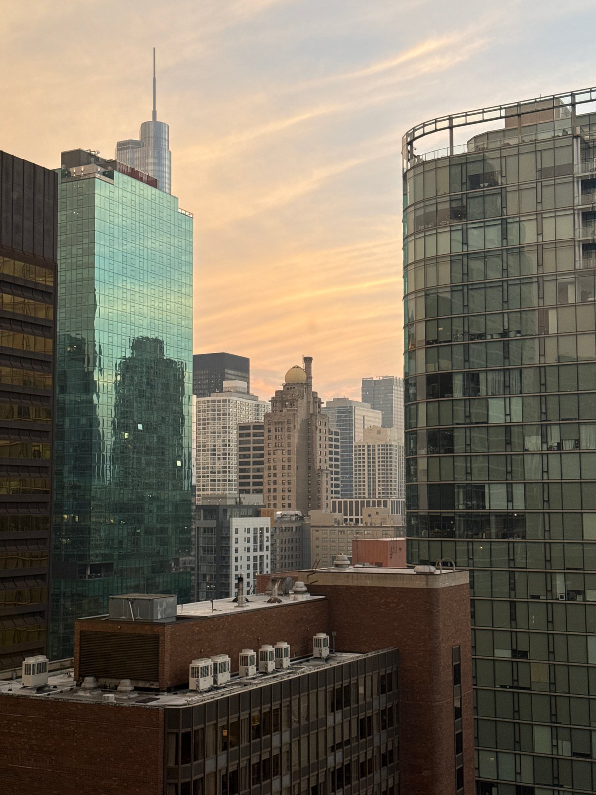 Chicago skyline at golden hour, multiple angles