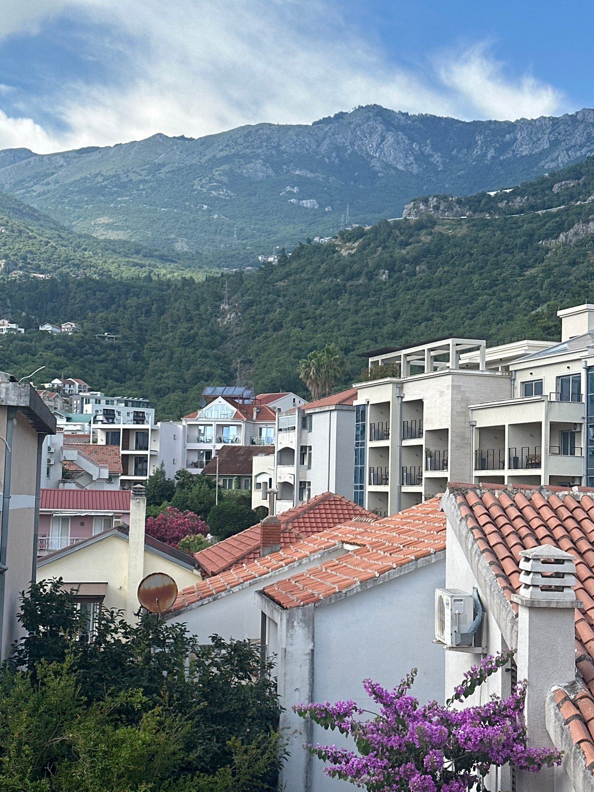 Afternoon in Budva, sun and rain over the old town