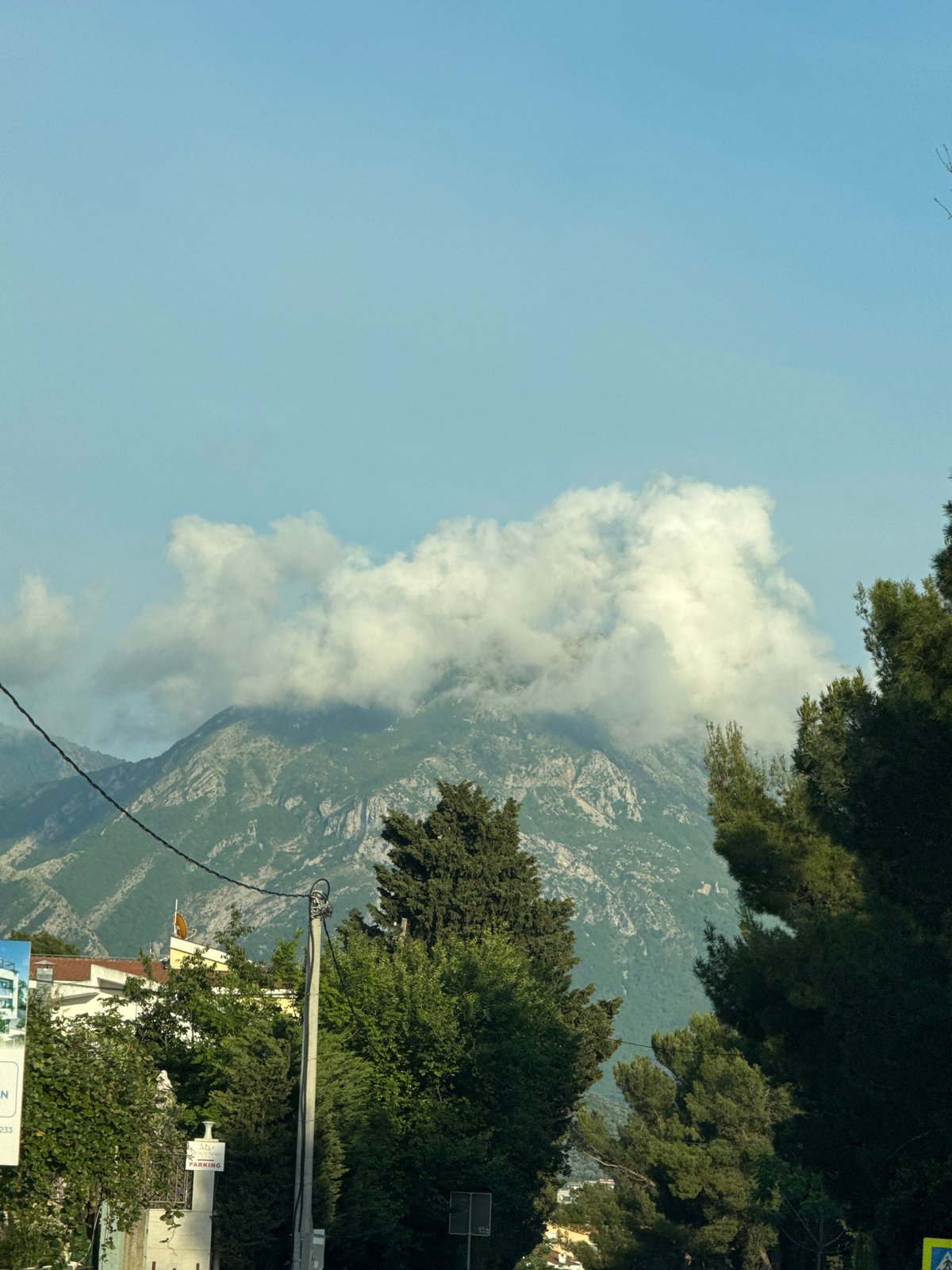Cloudy mountain views documented around Bar, Montenegro