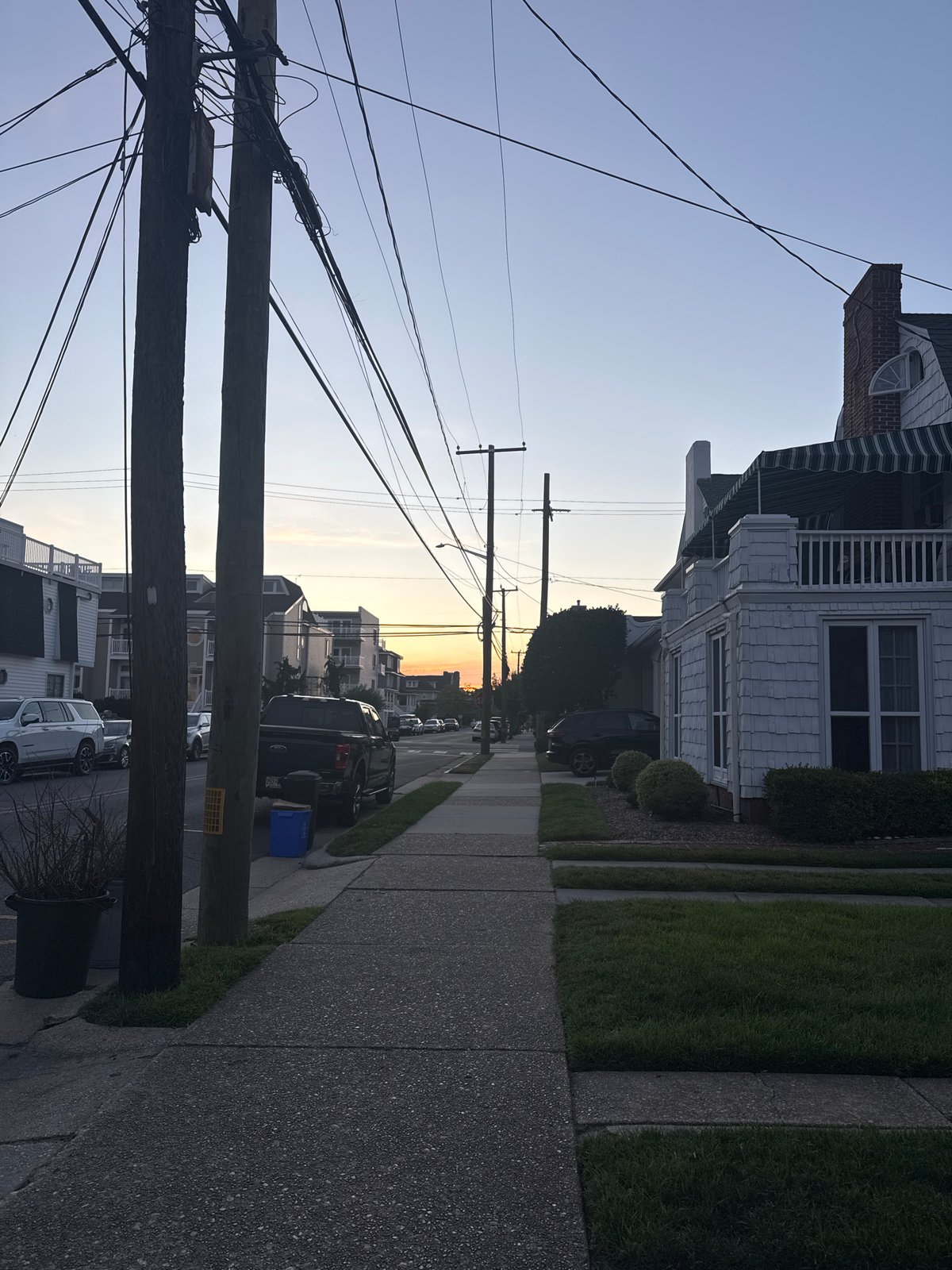 Evening stroll along Ocean City residential streets at twilight