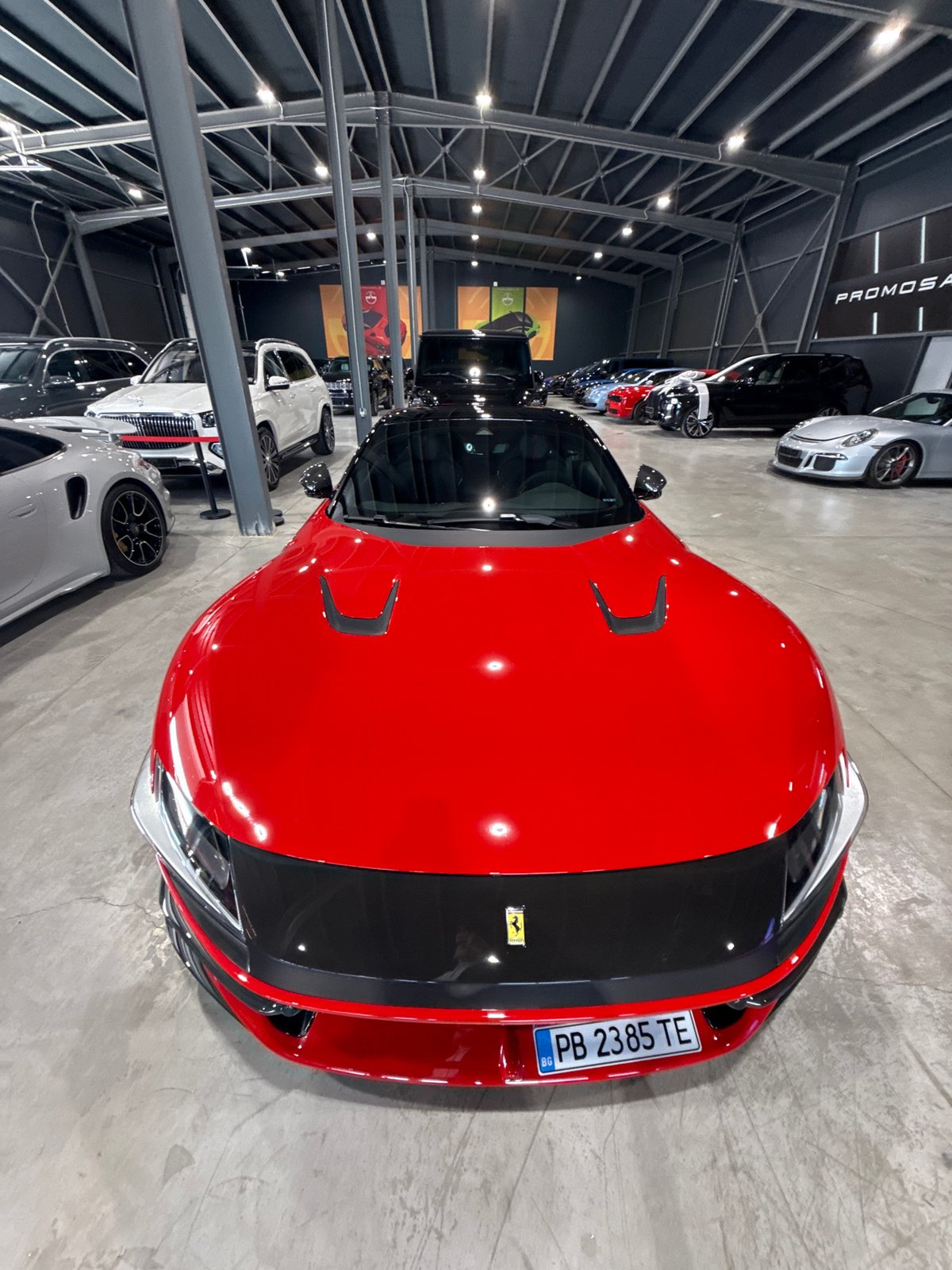 Luxury cars including Ferrari displayed at Plovdiv showroom