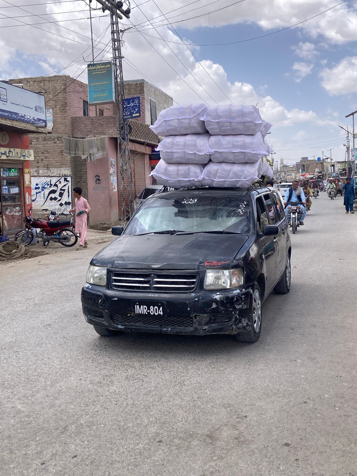 Morning street market operates in Loralai, Pakistan
