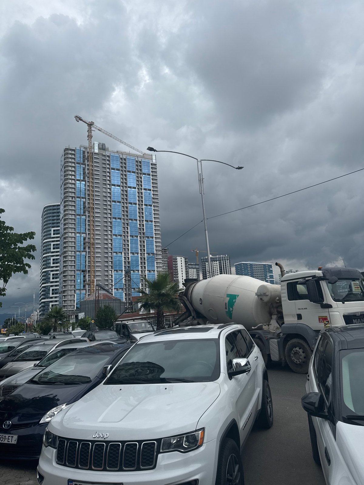 Street scenes around Batumi Stadium on a grey afternoon