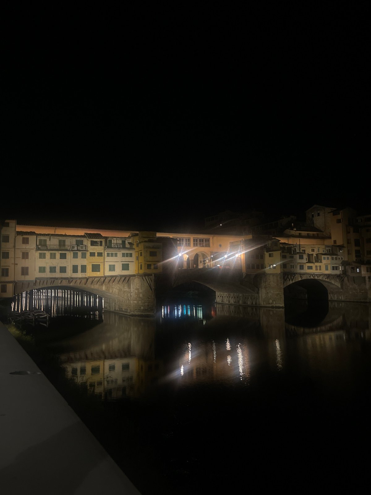 Ponte Vecchio bridge illuminated at night in Florence