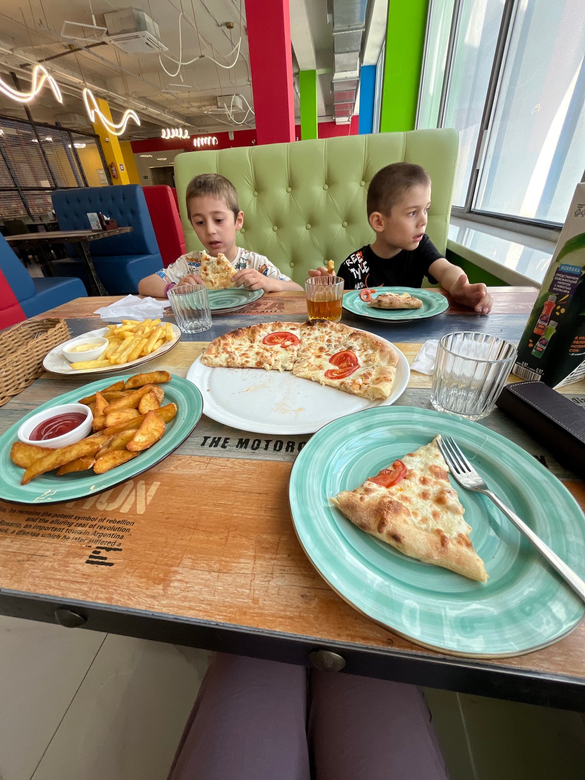 Boys enjoy rope course adventure and meal at Kaspiysk facility