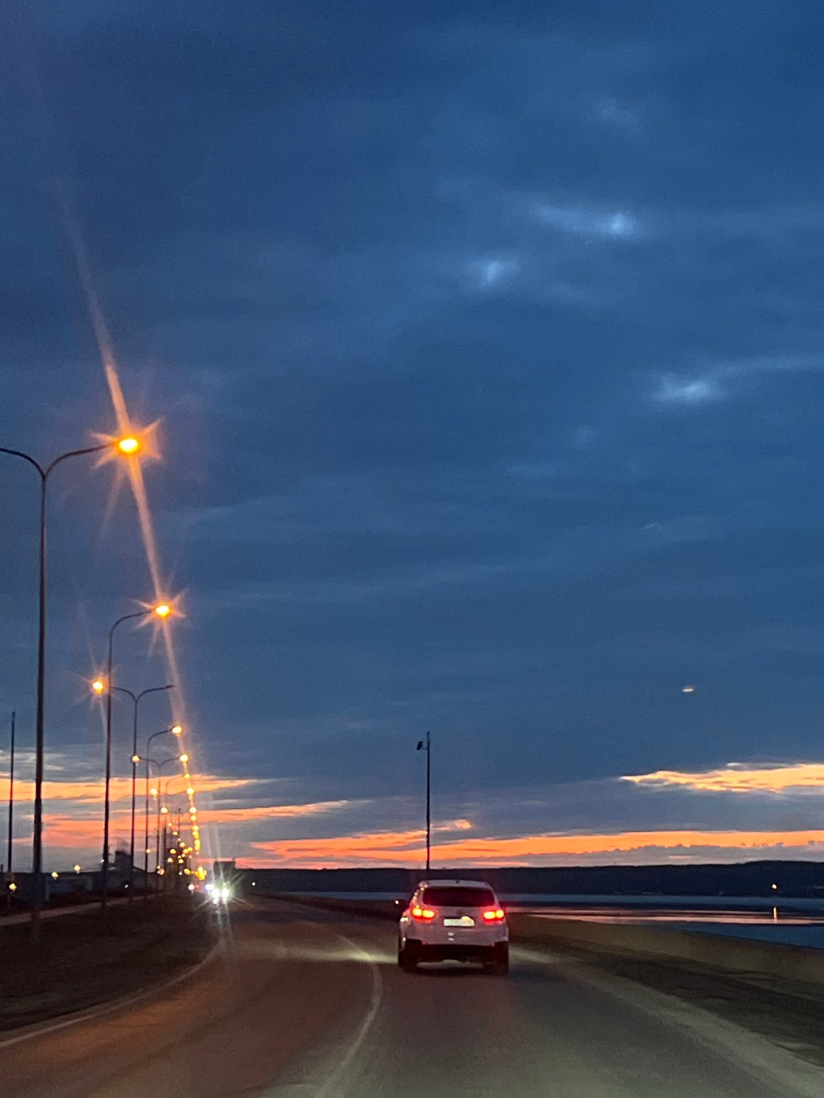 Evening road views documented in Chaikovsky, Russia