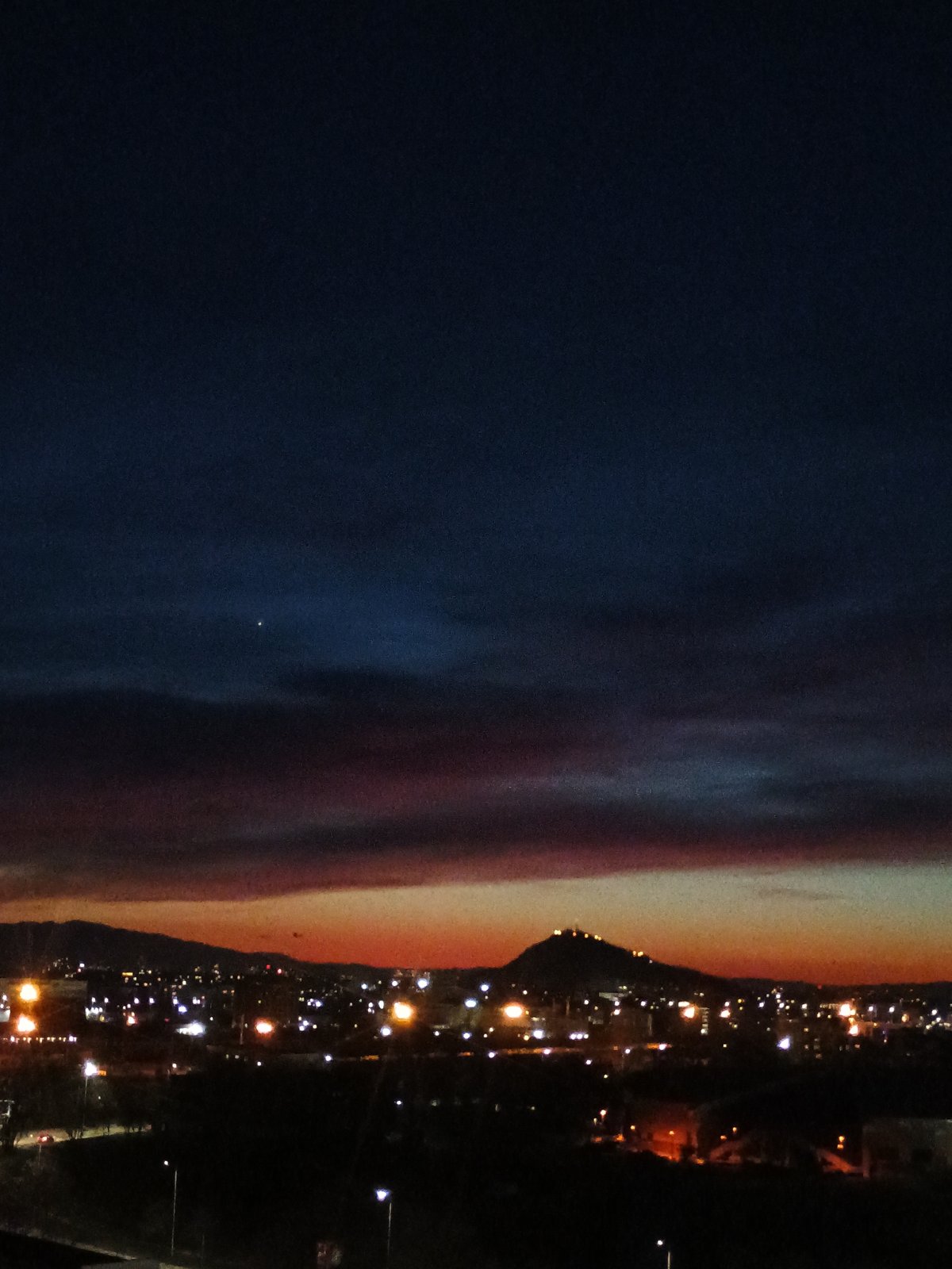 Sunset photographed from multiple vantage points across Plovdiv, Bulgaria