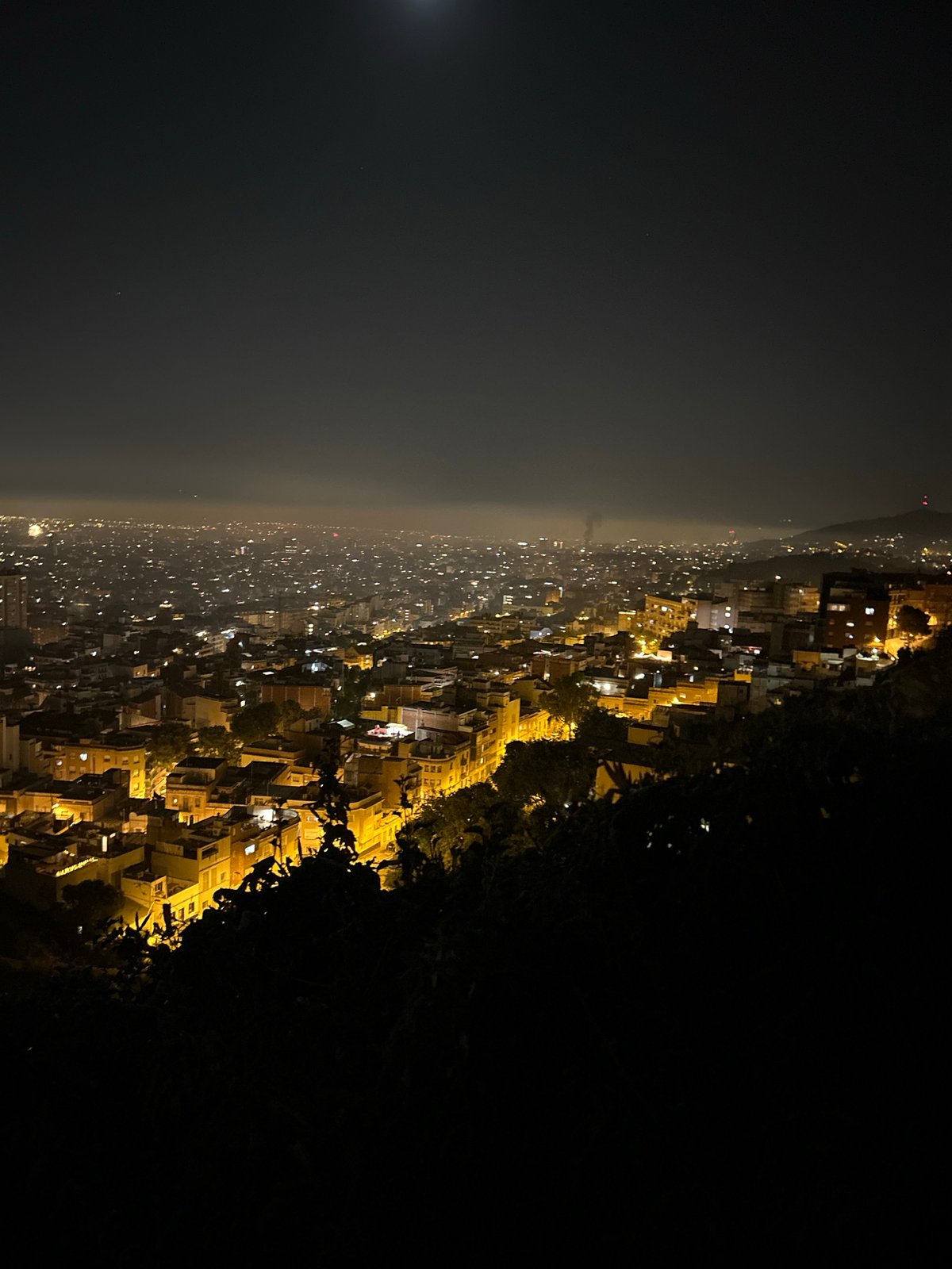 Barcelona's Sant Joan fireworks viewed from the hills at night